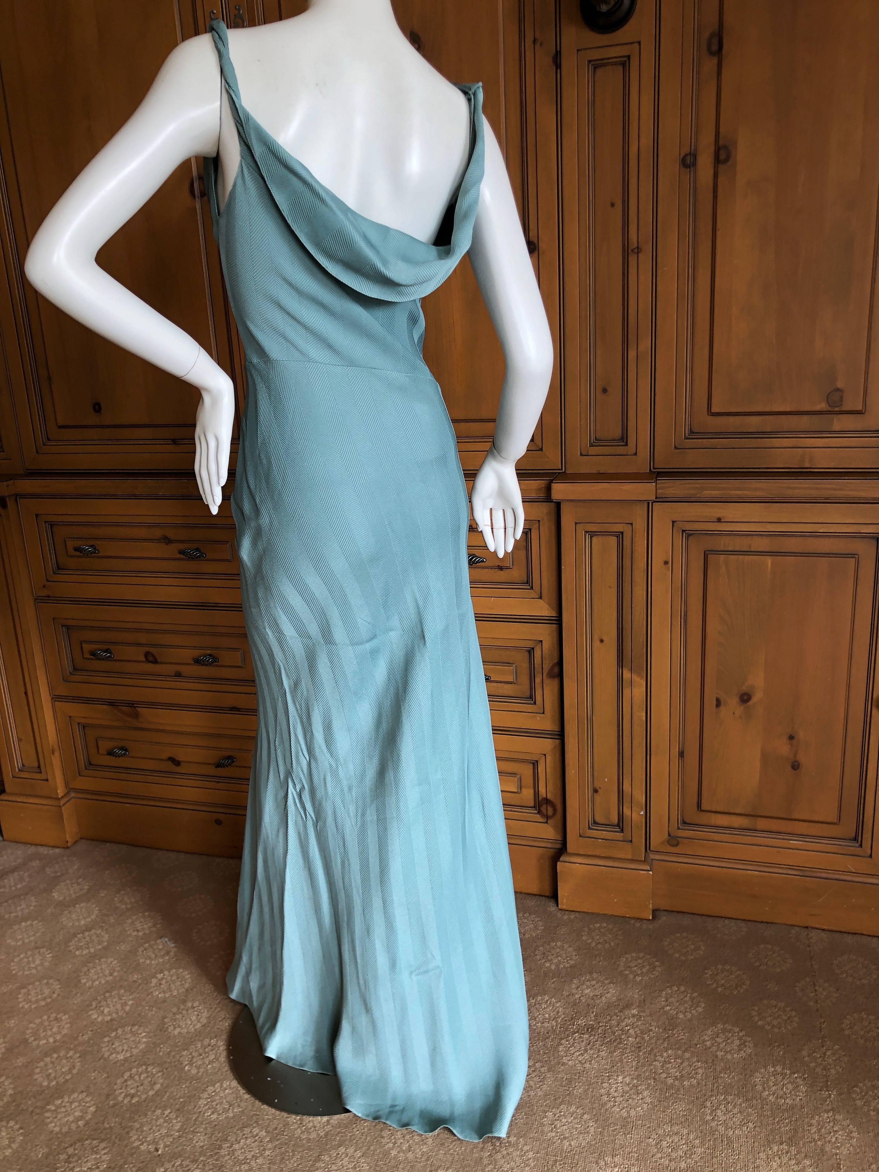 Women's John Galliano Vintage 90's Blue Twill Bias Cut Evening Dress with Knot Detail For Sale