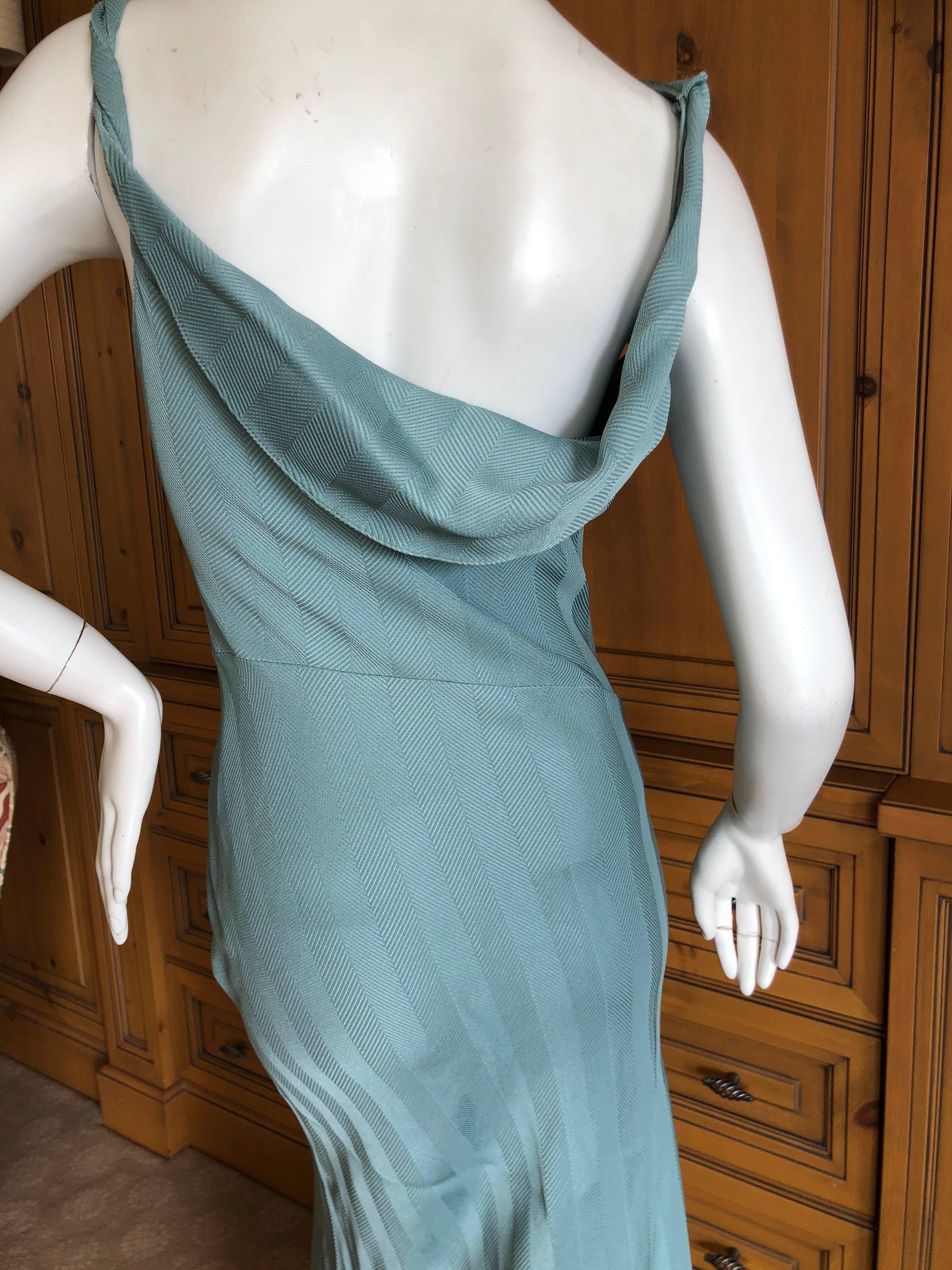 John Galliano Vintage 90's Blue Twill Bias Cut Evening Dress with Knot Detail For Sale 1