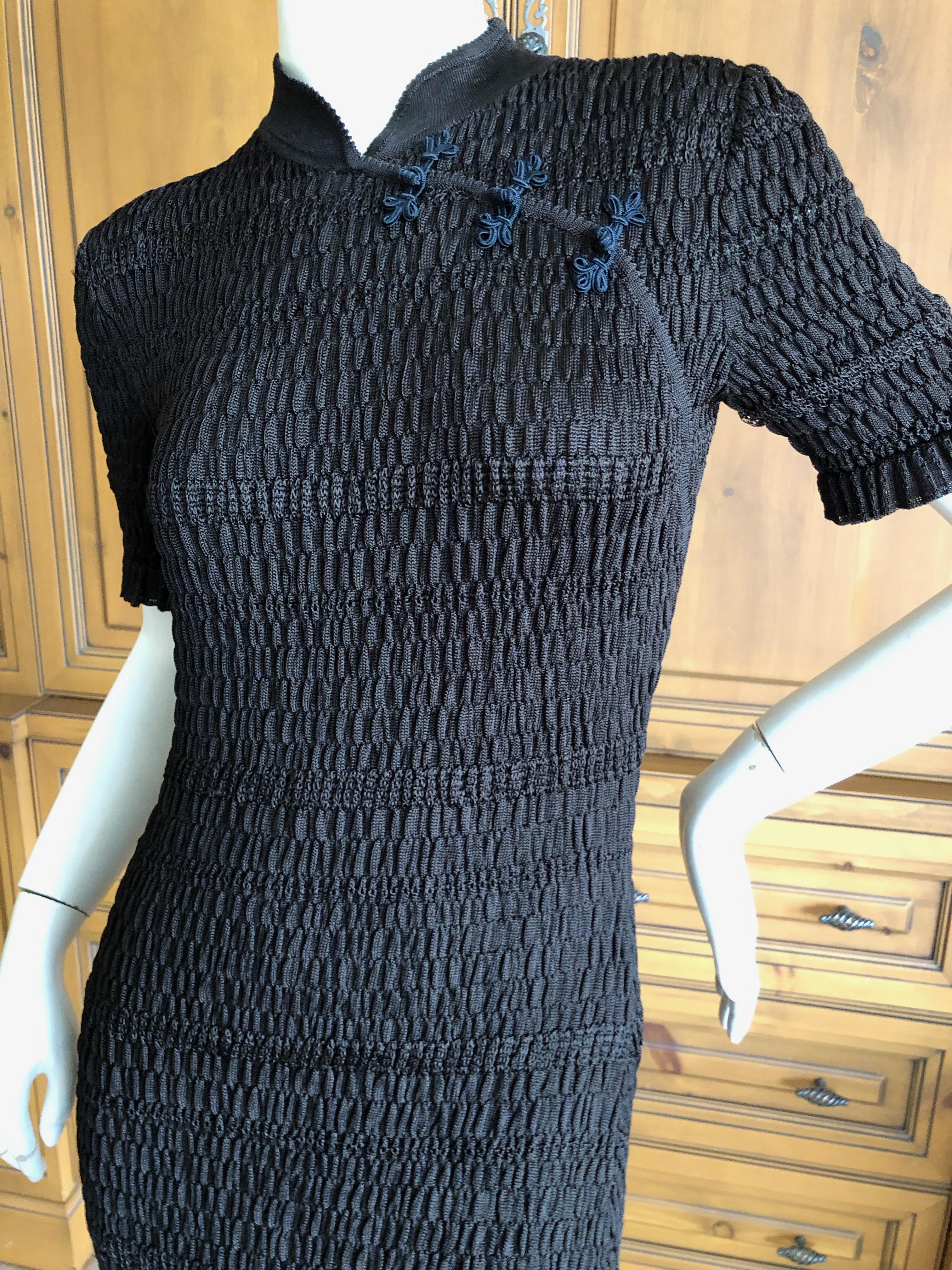 John Galliano Vintage 90's  Brown Bodycon Pintuck Knit Cheongsam Style Dress In Excellent Condition For Sale In Cloverdale, CA
