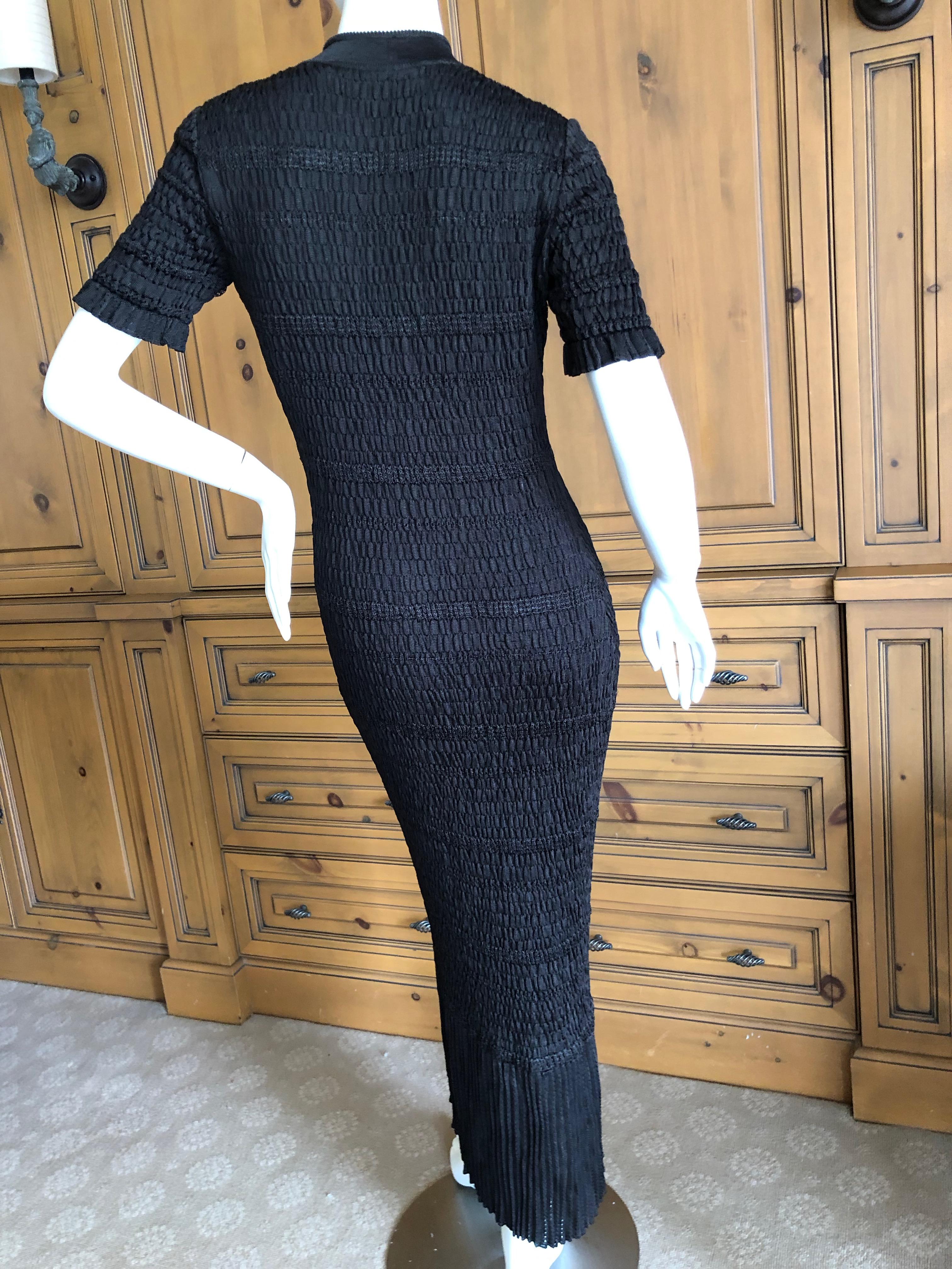 John Galliano Vintage 90's  Brown Bodycon Pintuck Knit Cheongsam Style Dress For Sale 1