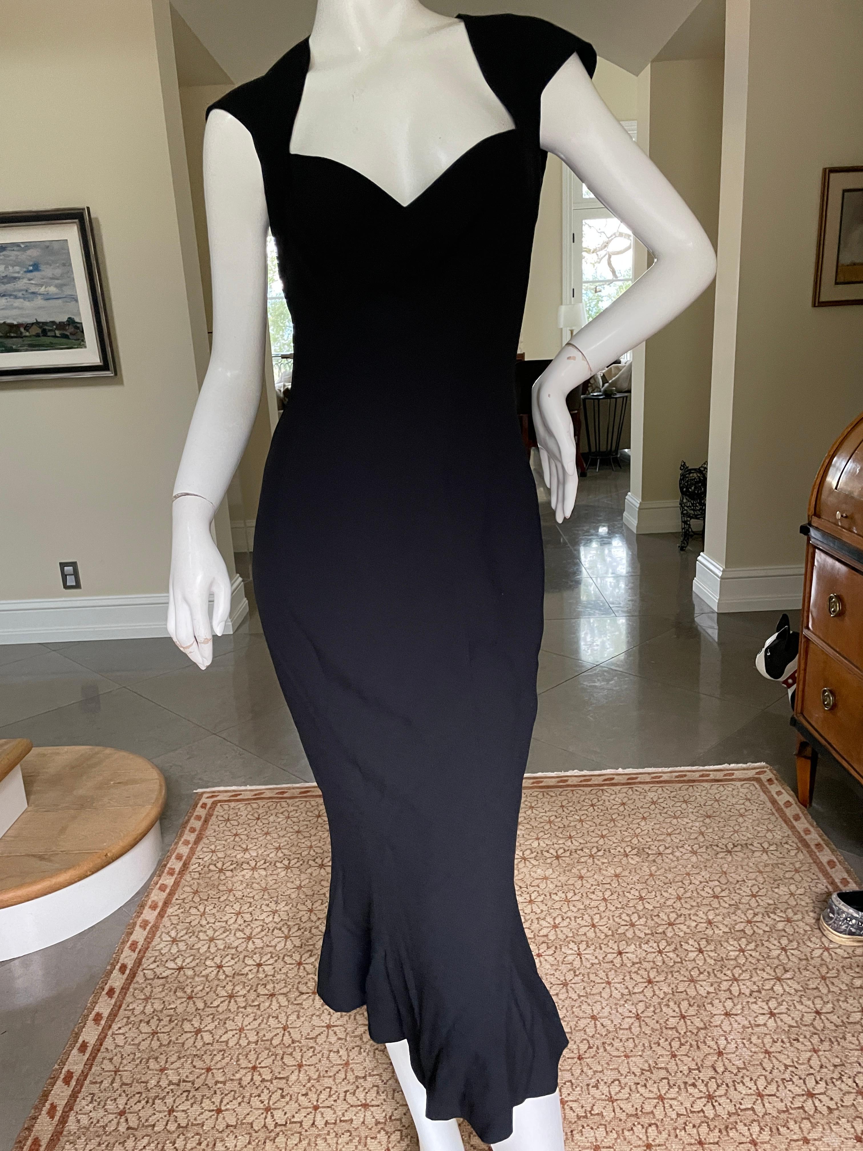 John Galliano Vintage 1998 Low Cut Little Black Cocktail Dress with Flounce Hem 1