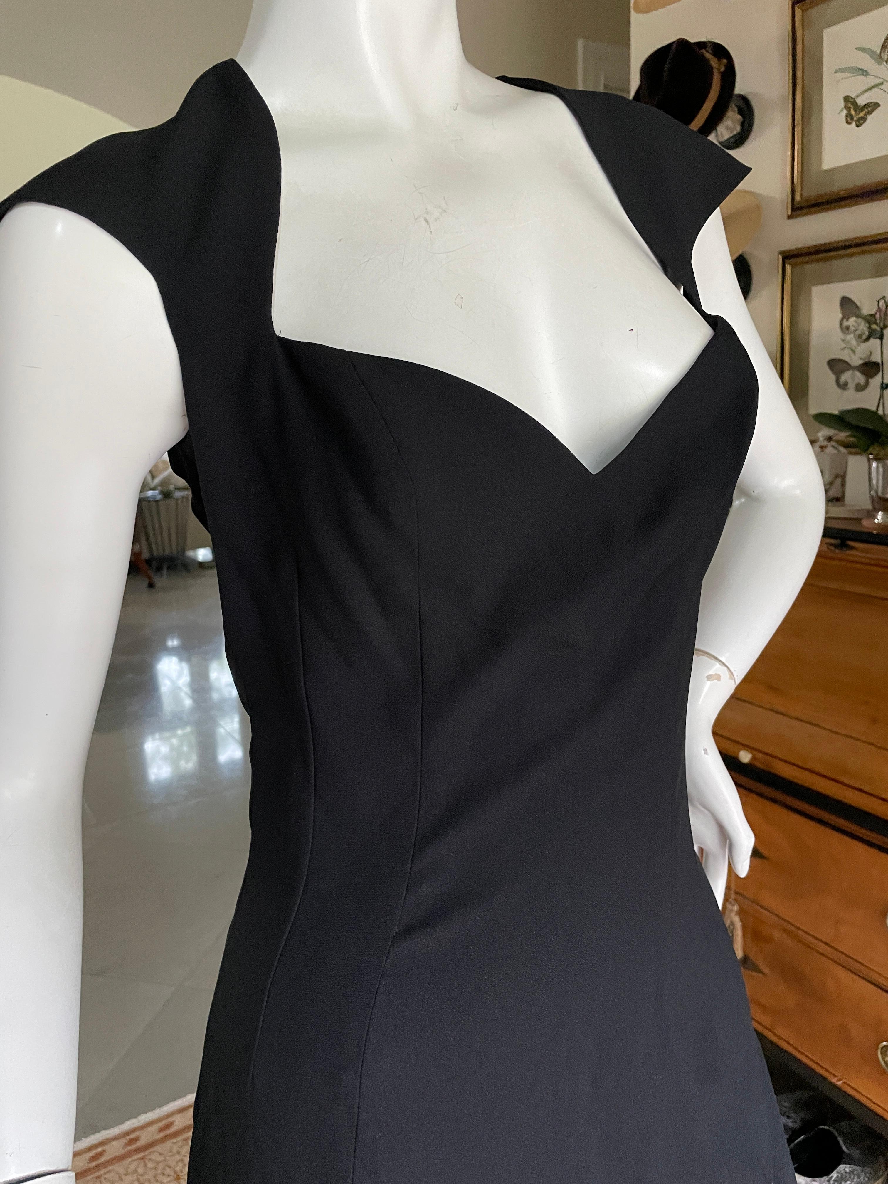 John Galliano Vintage 1998 Low Cut Little Black Cocktail Dress with Flounce Hem 2