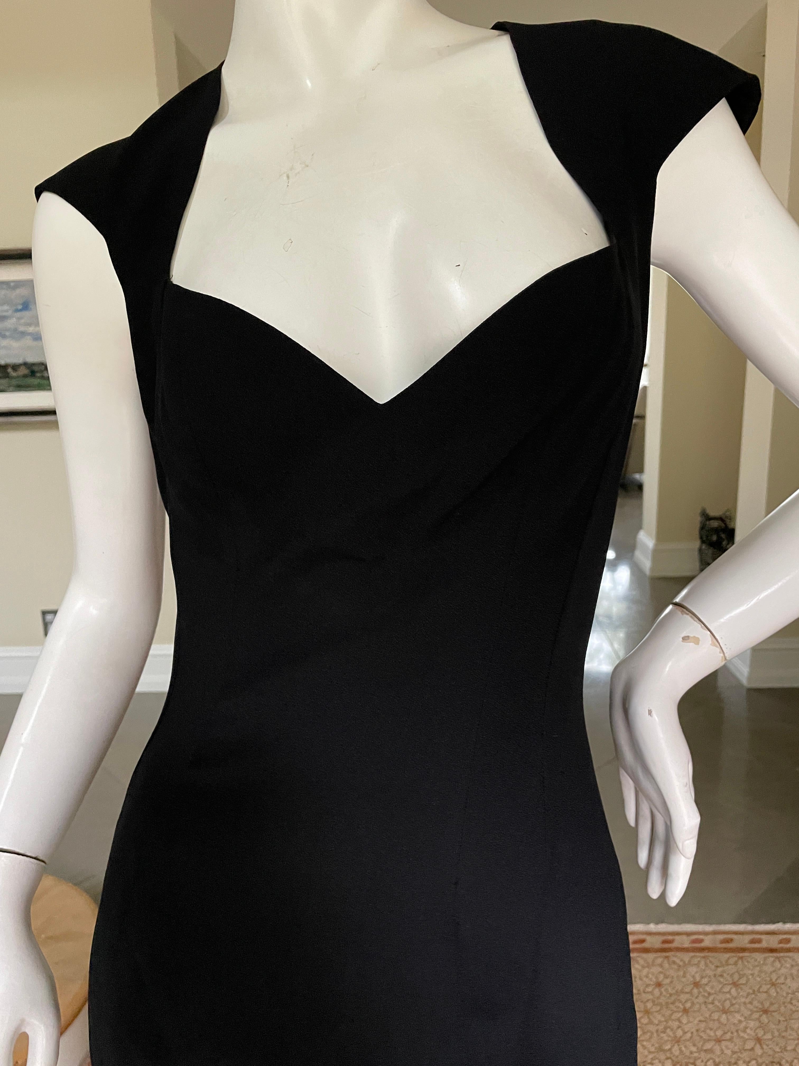 John Galliano Vintage 1998 Low Cut Little Black Cocktail Dress with Flounce Hem 3