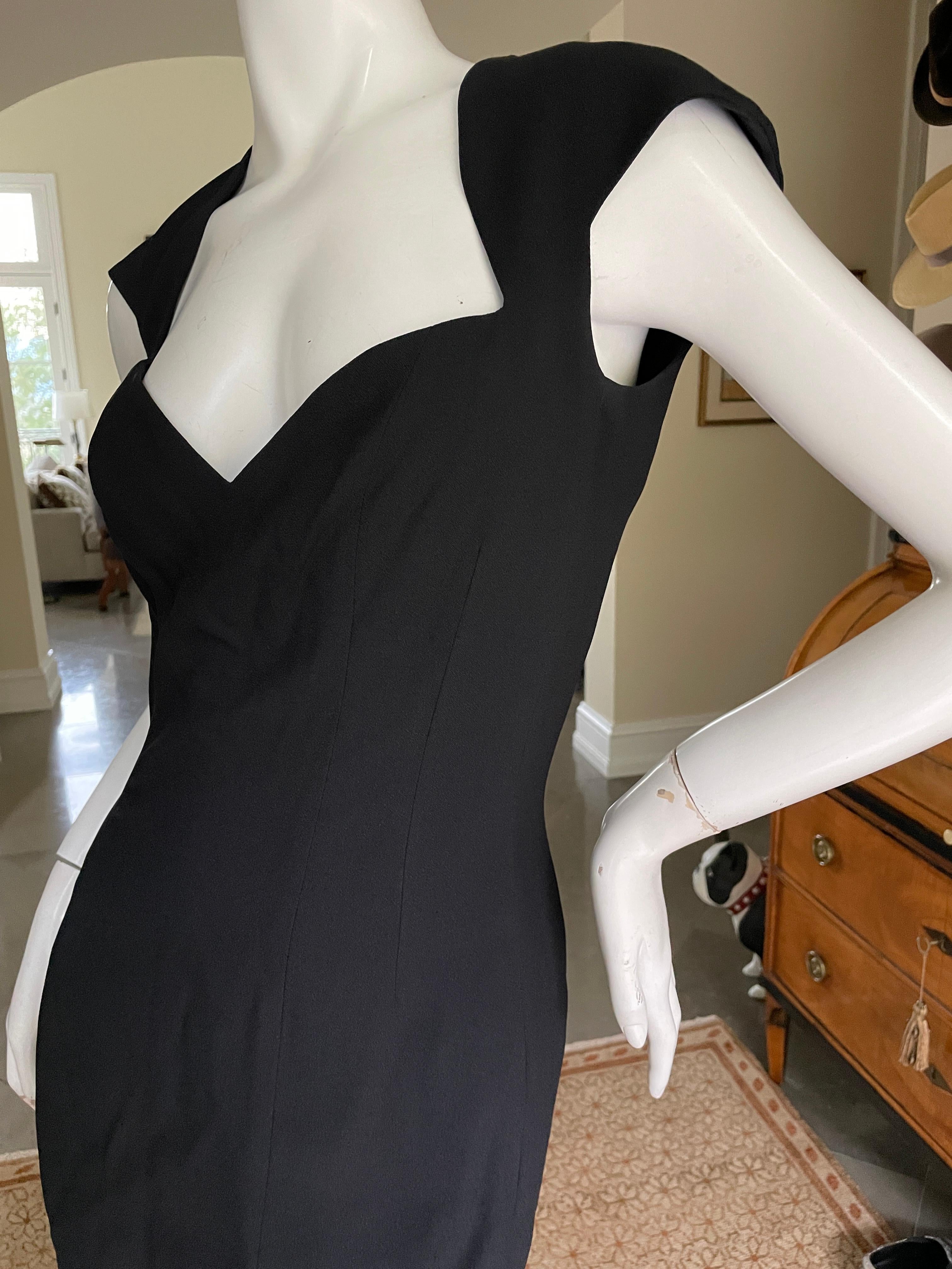 John Galliano Vintage 1998 Low Cut Little Black Cocktail Dress with Flounce Hem 5
