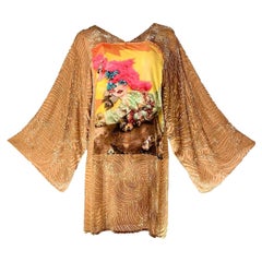 John Galliano Vintage Beaded Poodle Pop Art Tunic Dress S/S 2005 Size 36FR