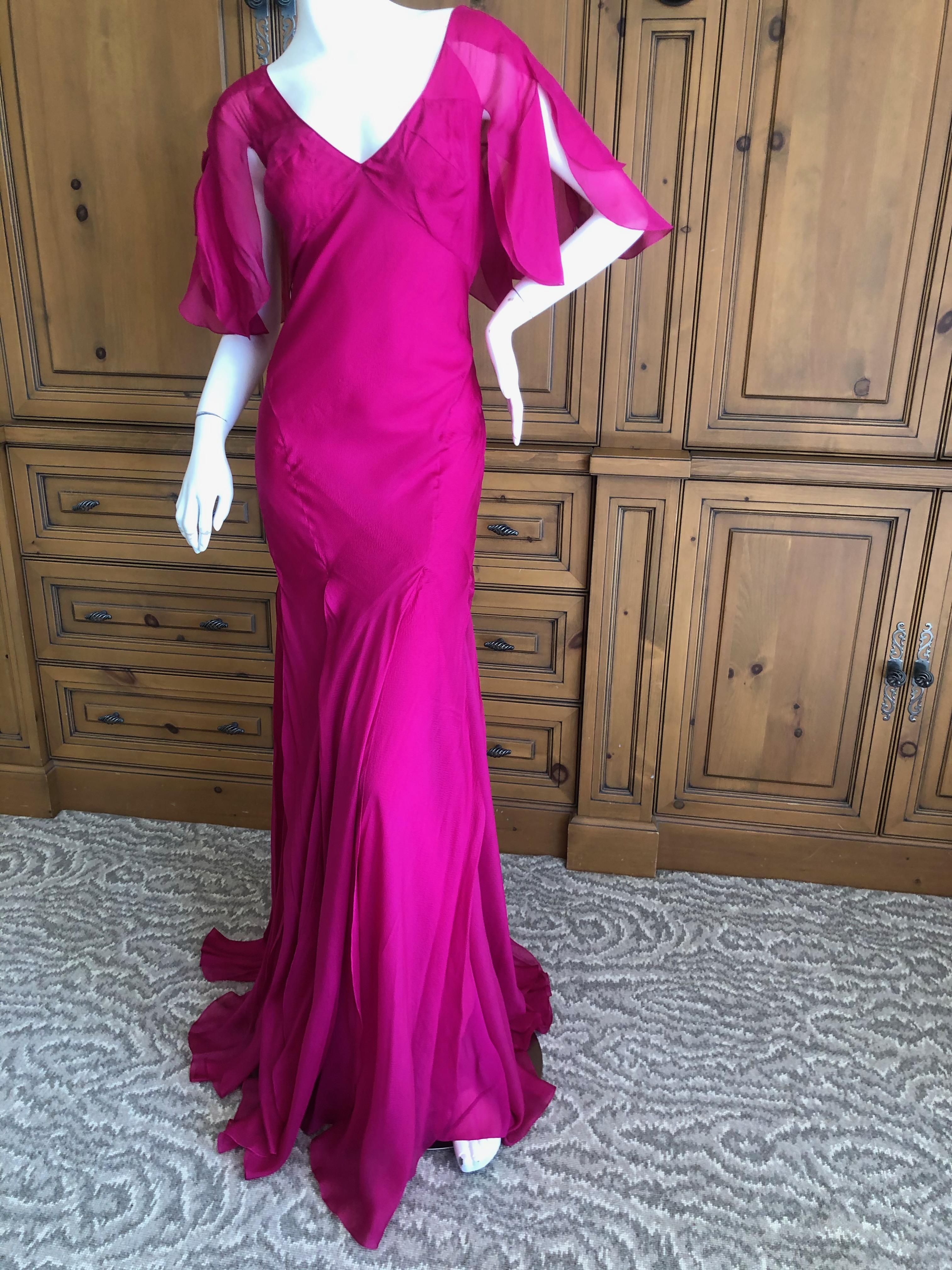   John Galliano Vintage Bias Cut Hot Pink Silk Evening Dress Hard to find Sz 46 3