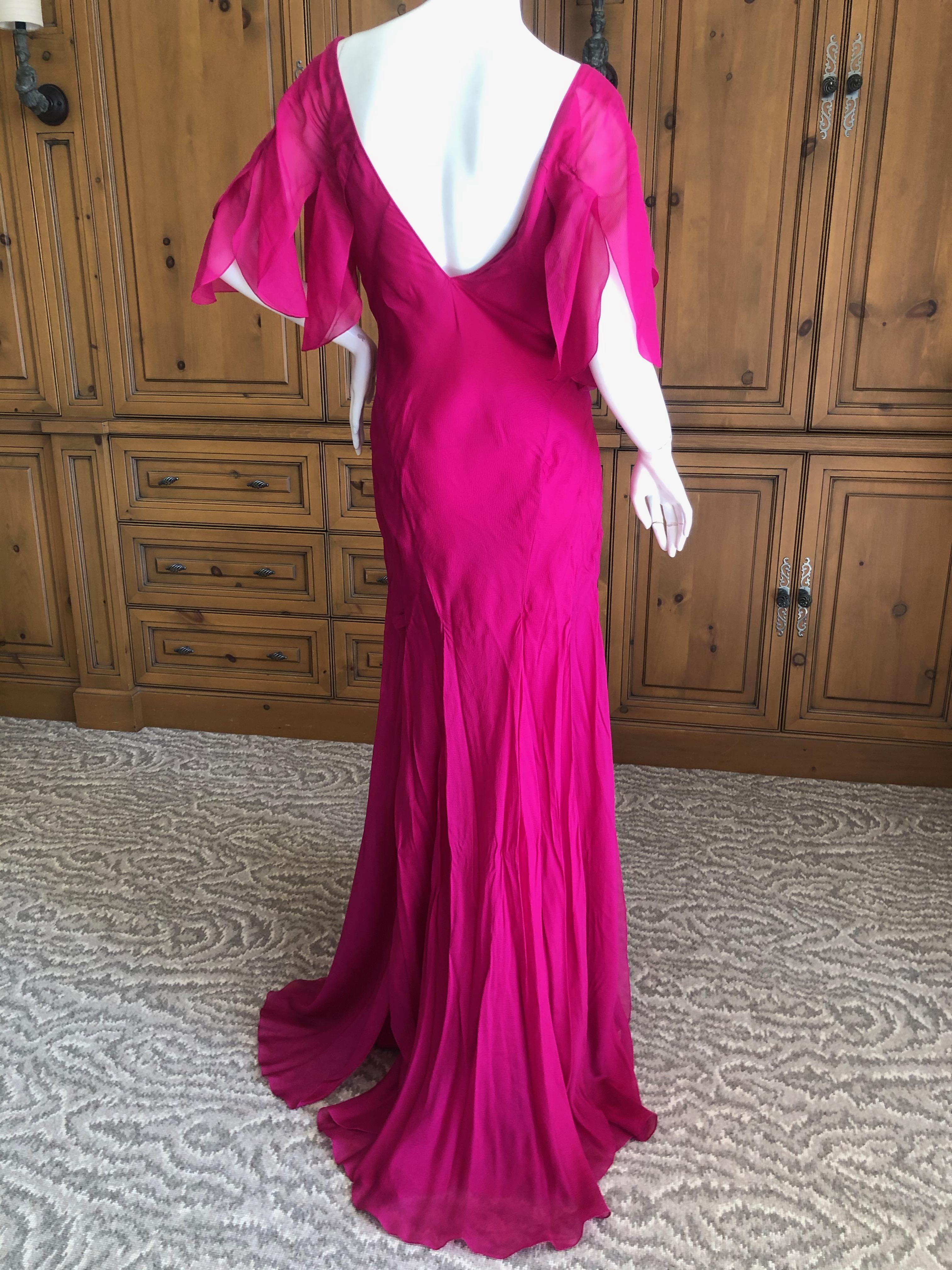   John Galliano Vintage Bias Cut Hot Pink Silk Evening Dress Hard to find Sz 46 4