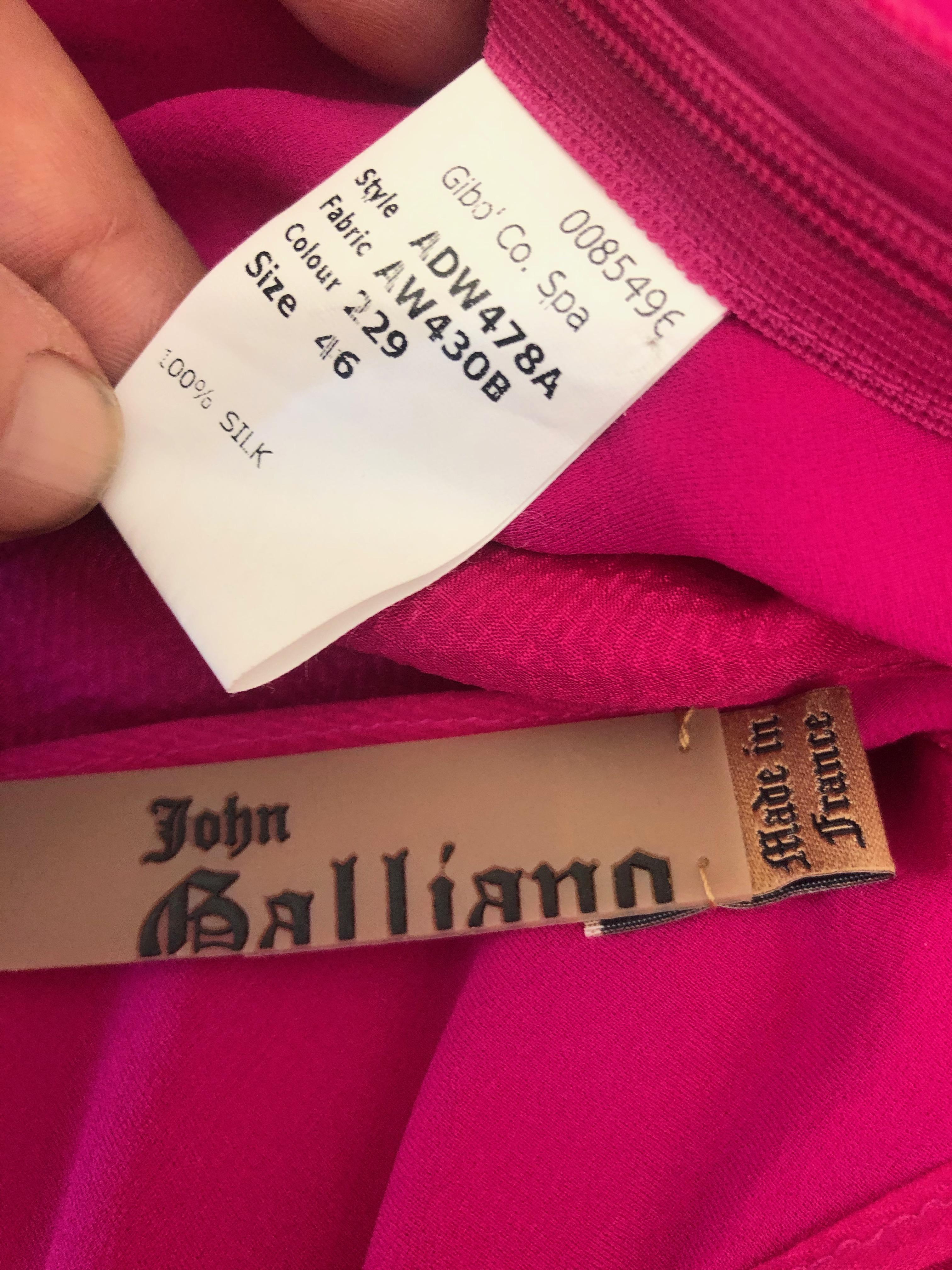   John Galliano Vintage Bias Cut Hot Pink Silk Evening Dress Hard to find Sz 46 5