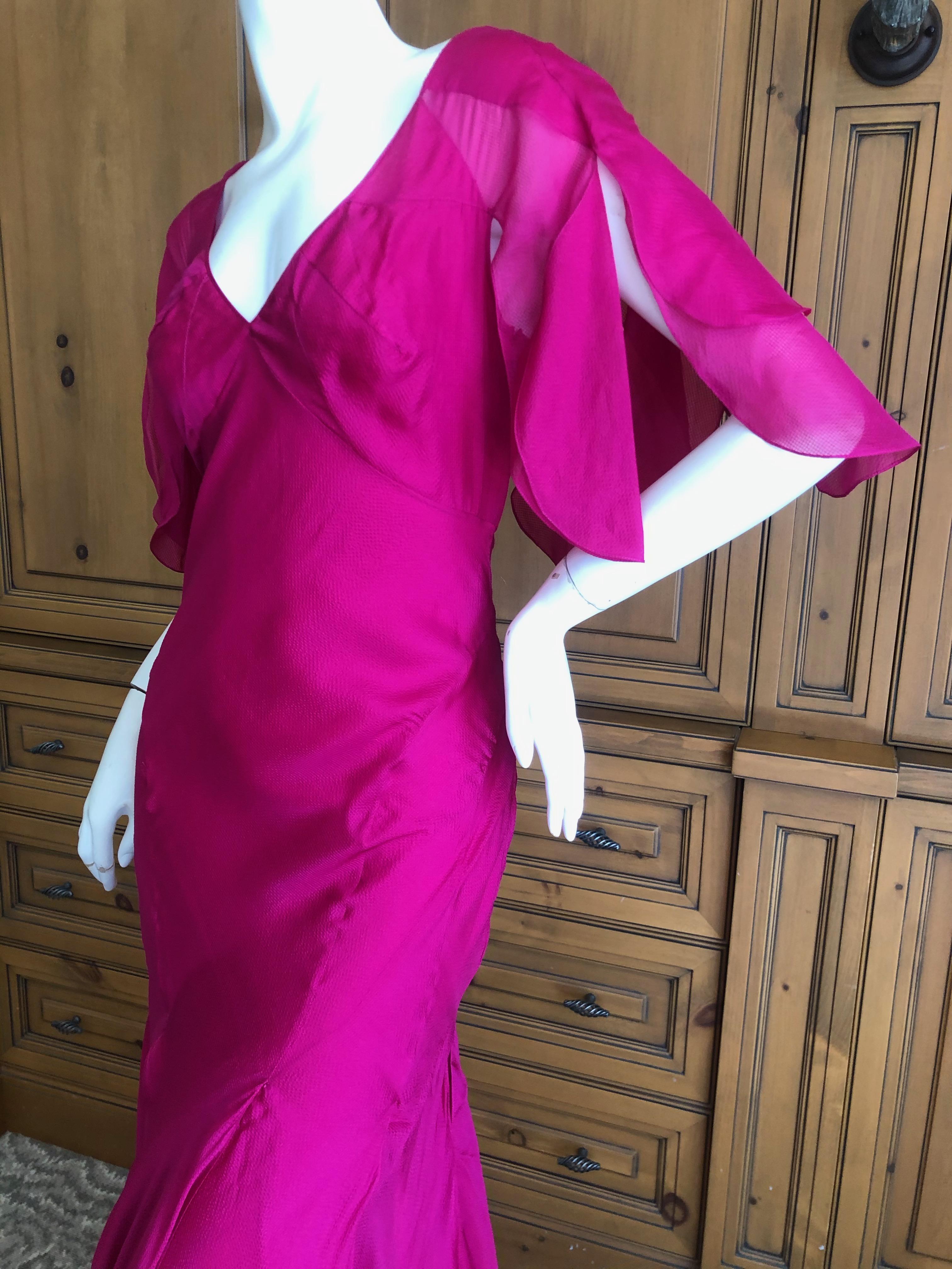   John Galliano Vintage Bias Cut Hot Pink Silk Evening Dress Hard to find Sz 46 In Excellent Condition In Cloverdale, CA