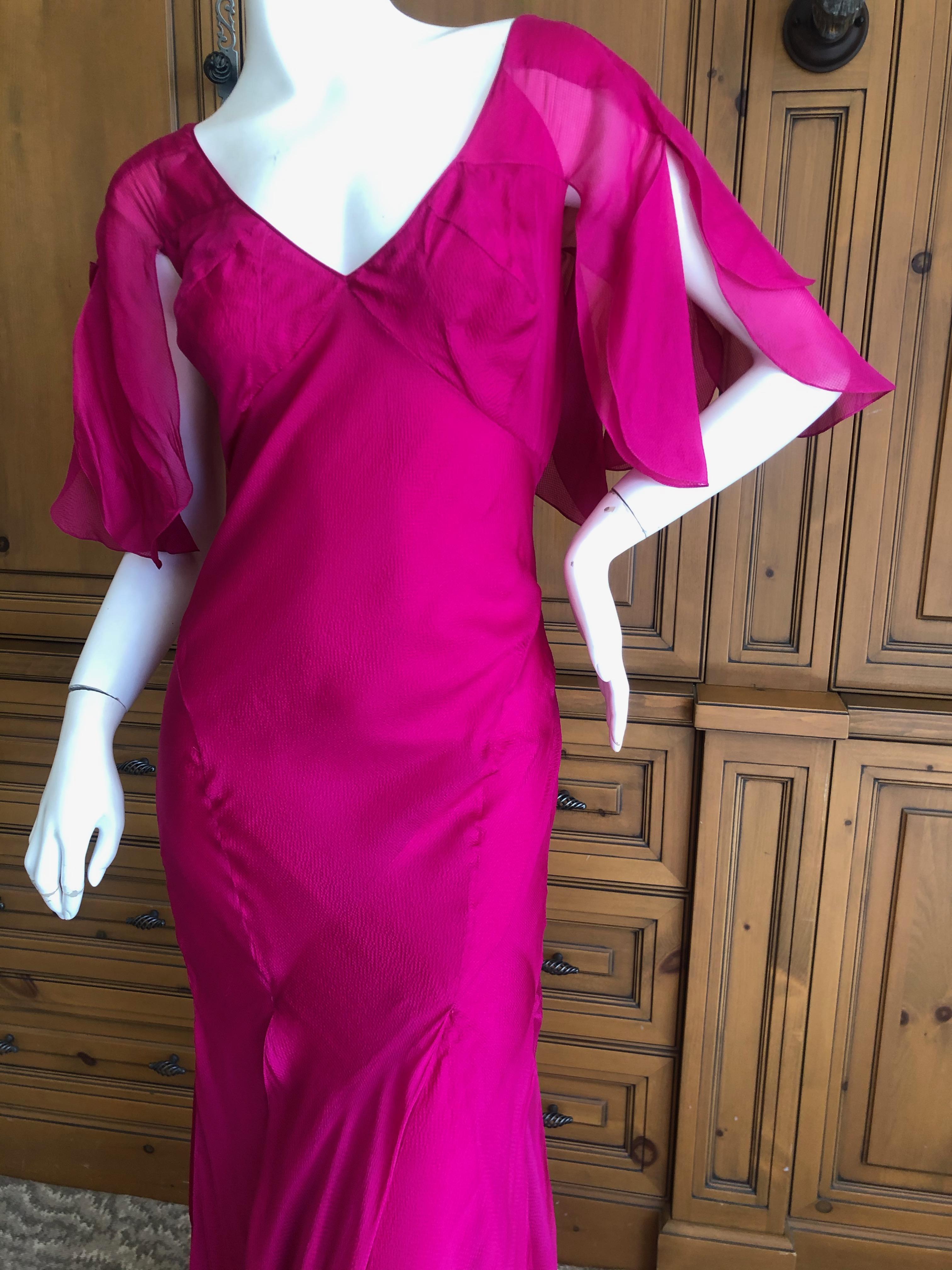   John Galliano Vintage Bias Cut Hot Pink Silk Evening Dress Hard to find Sz 46 2