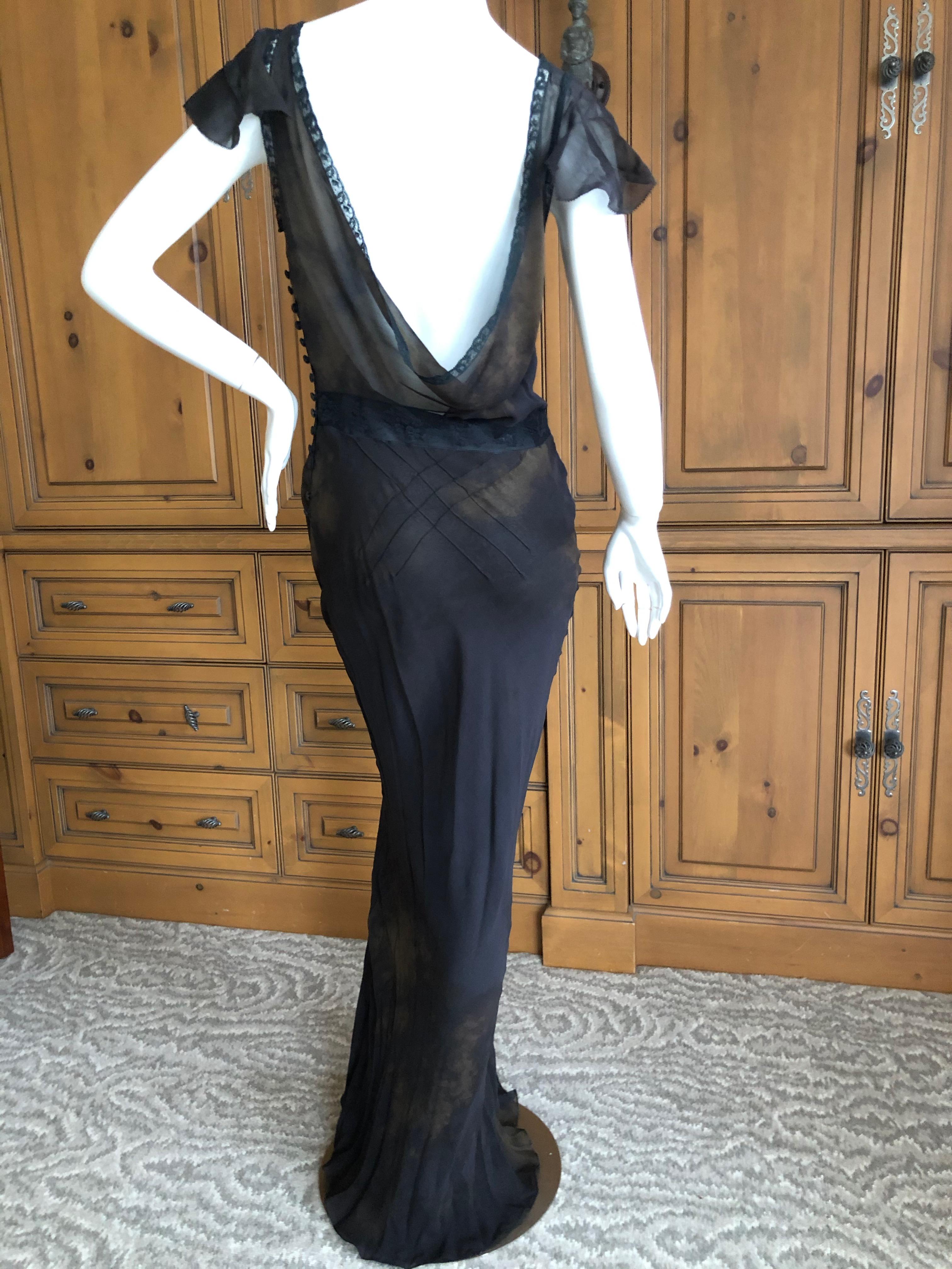 John Galliano VIntage Bias Cut Lace Trimmed Tie Dye Silk Evening Dress 4