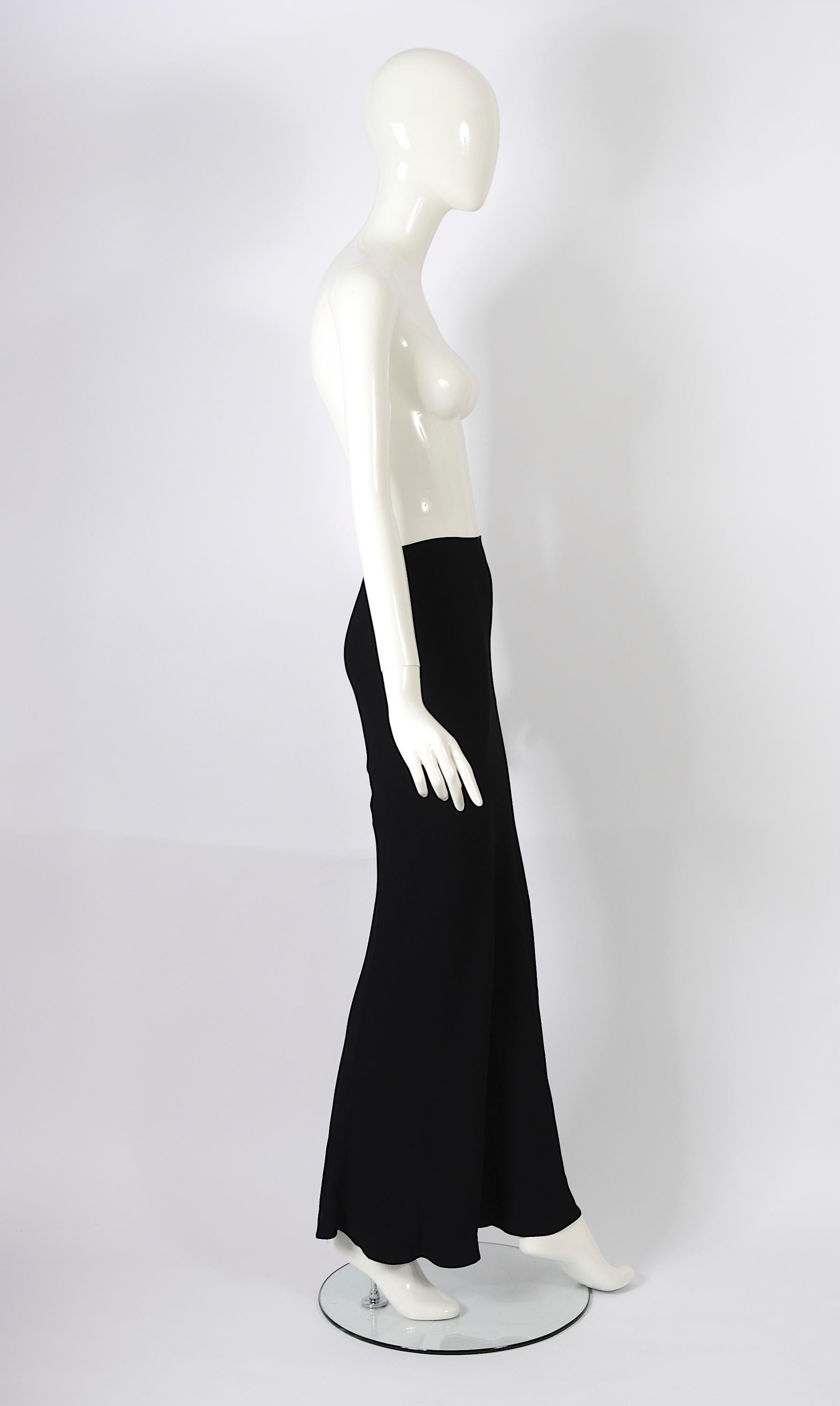 John Galliano Vintage 1990er Schräg geschnittener langer schwarzer Maxirock aus Seide Damen im Angebot