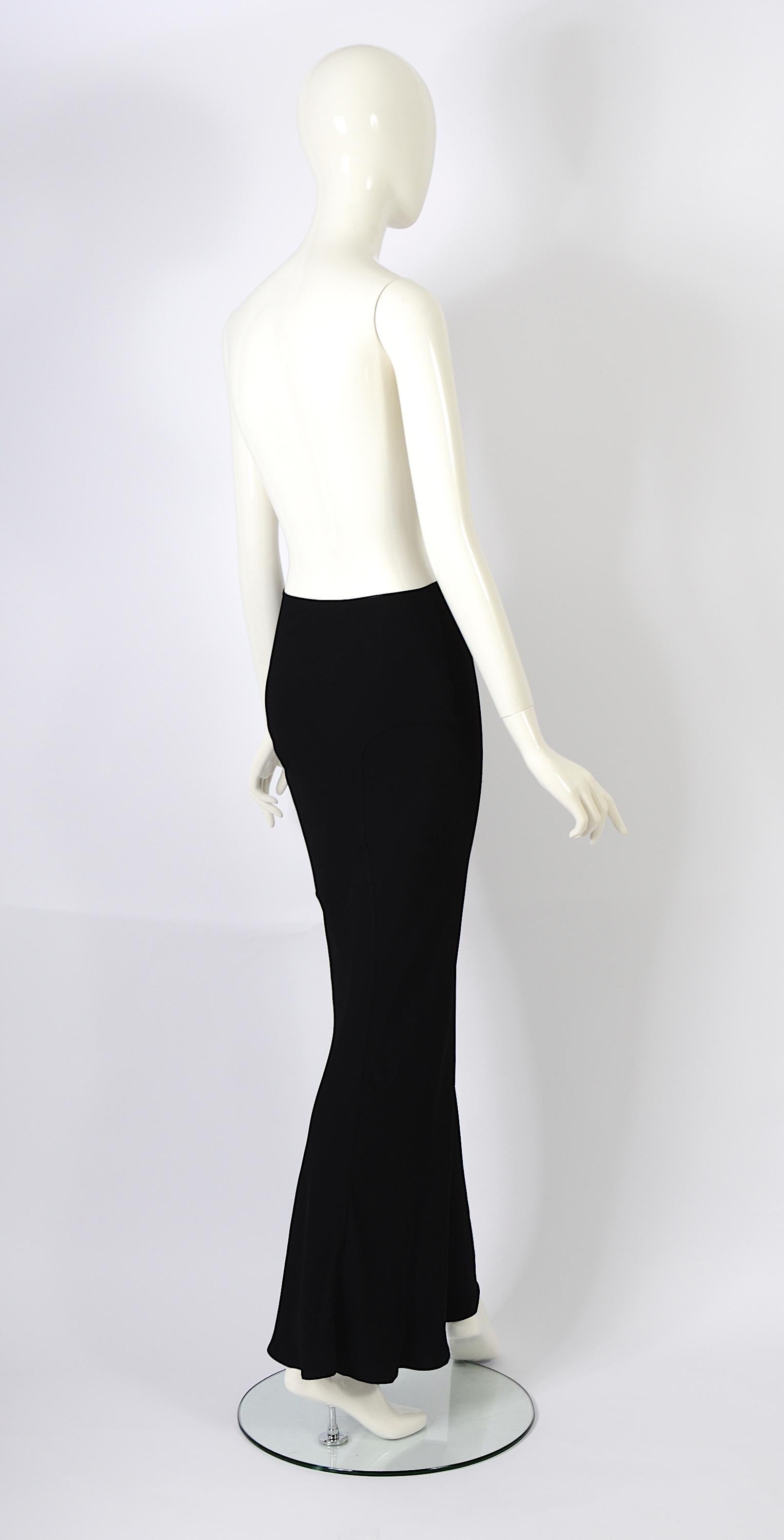 Women's John Galliano vintage 1990s bias cut long black silky maxi skirt