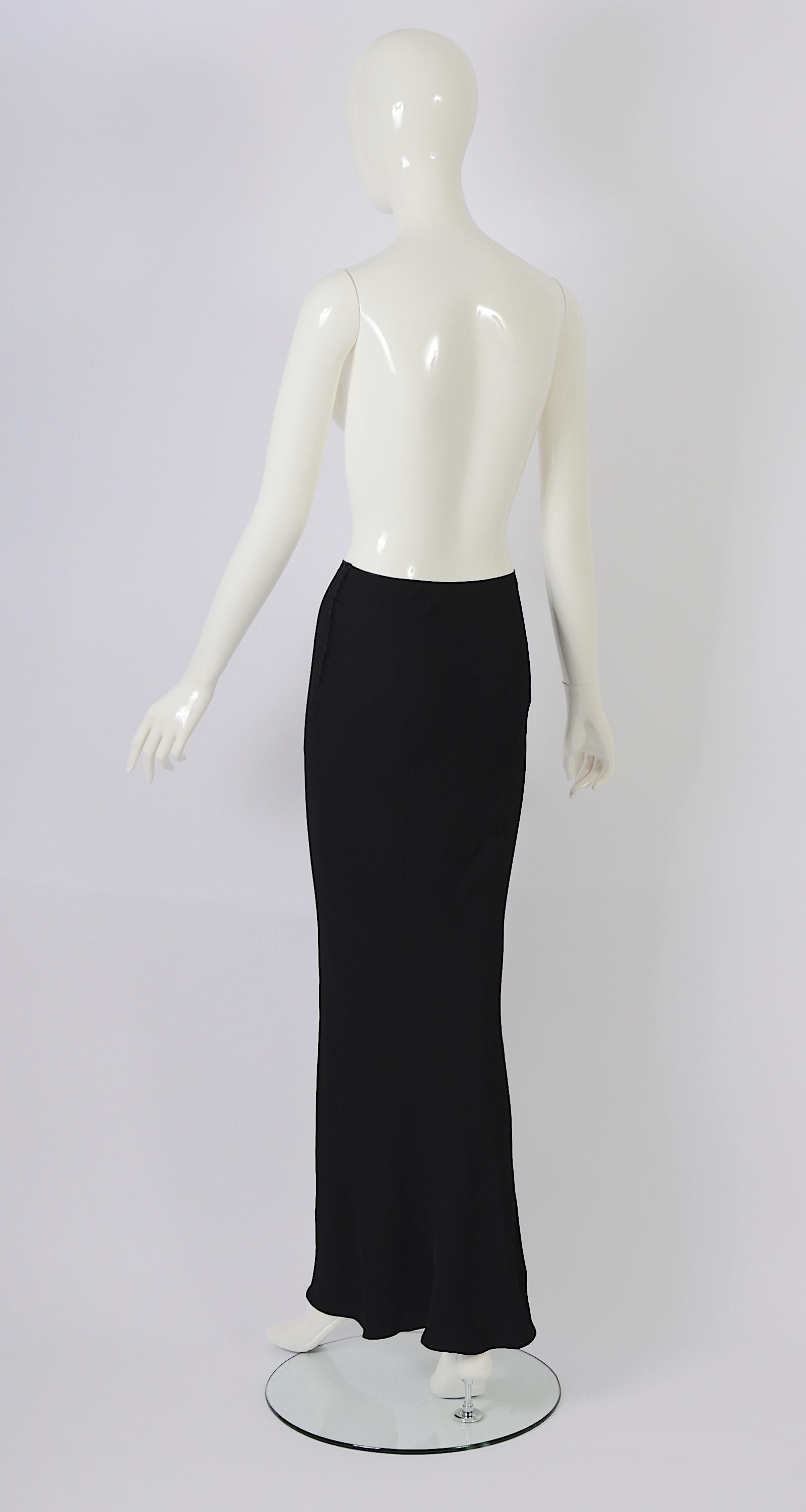 John Galliano, longue jupe longue en soie noire vintage coupée en biais, années 1990 en vente 2