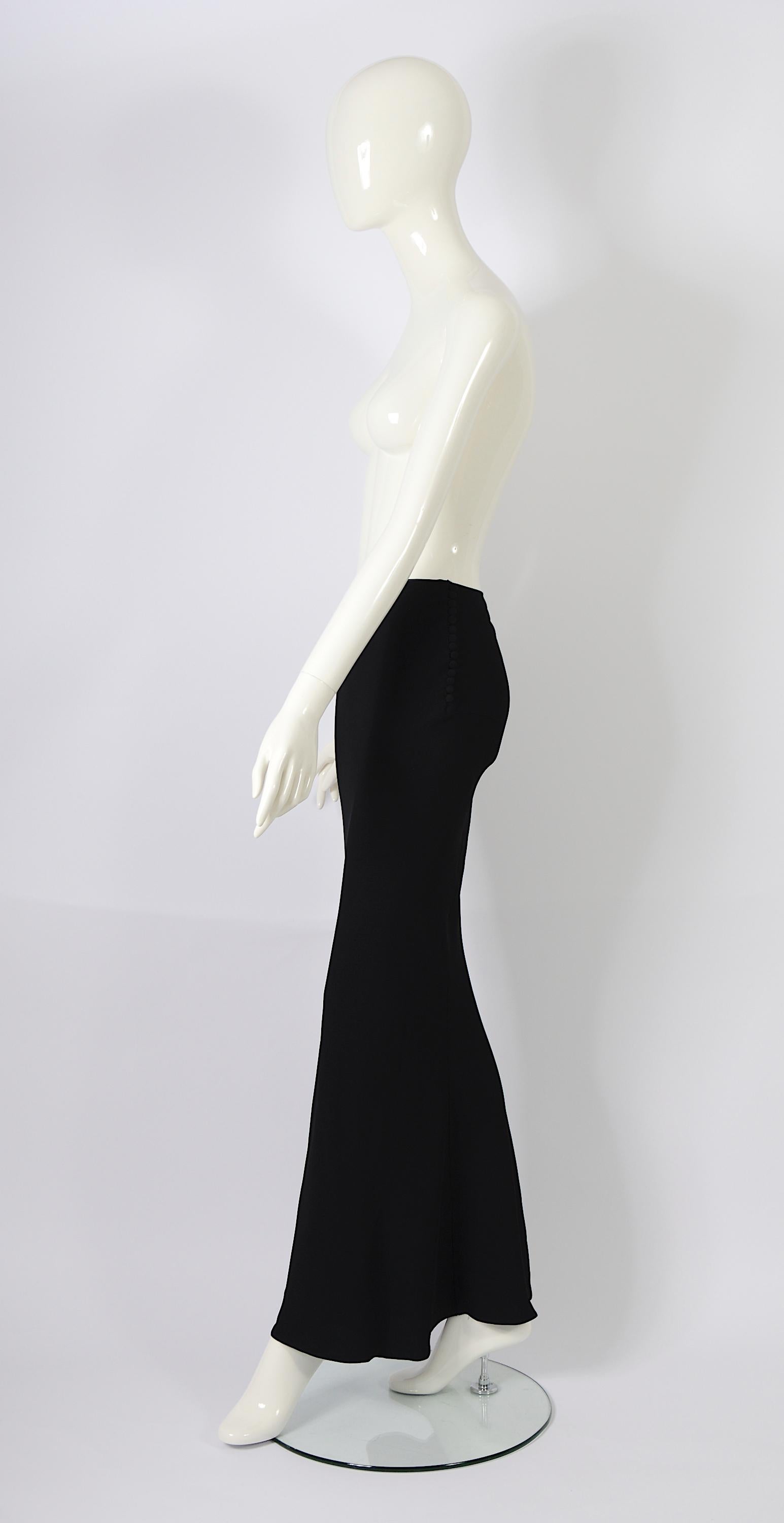 John Galliano vintage 1990s bias cut long black silky maxi skirt For Sale 3
