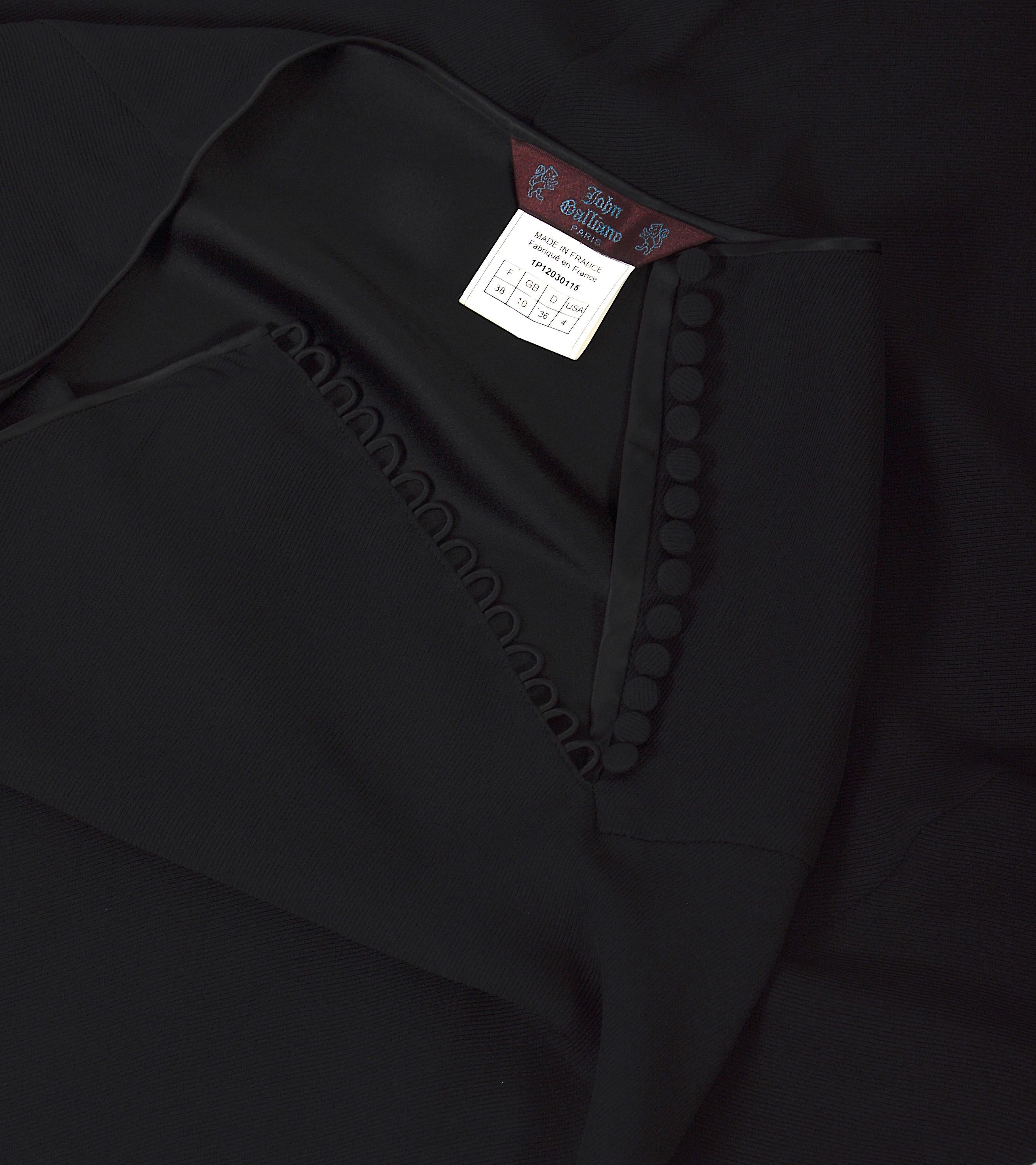 John Galliano, longue jupe longue en soie noire vintage coupée en biais, années 1990 en vente 5