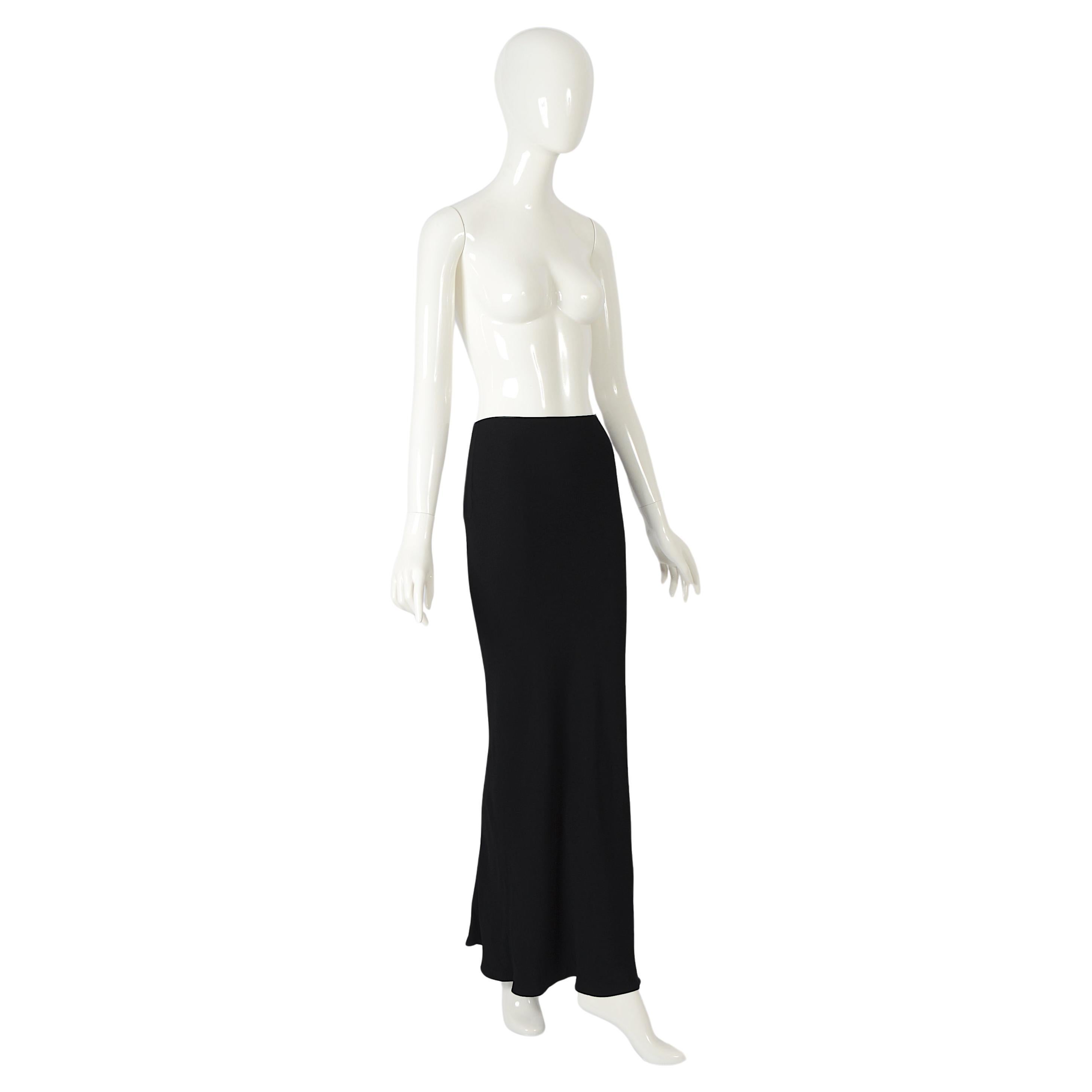 John Galliano vintage 1990s bias cut long black silky maxi skirt For Sale