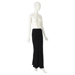 John Galliano vintage anni '90 taglio sbieco maxi gonna lunga in seta nera