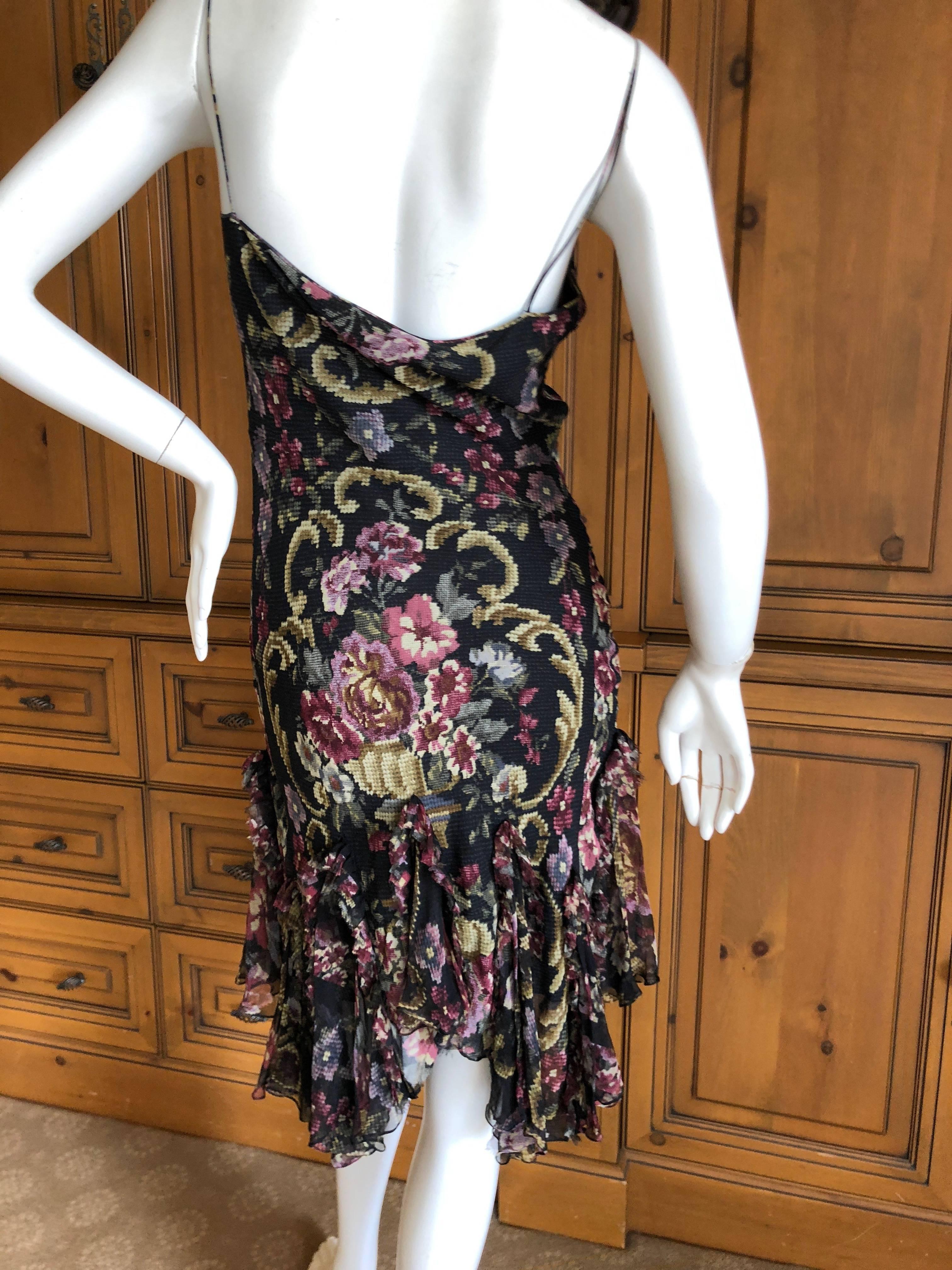 John Galliano Vintage Bias Cut Needlepoint Pattern Silk Dress  For Sale 2