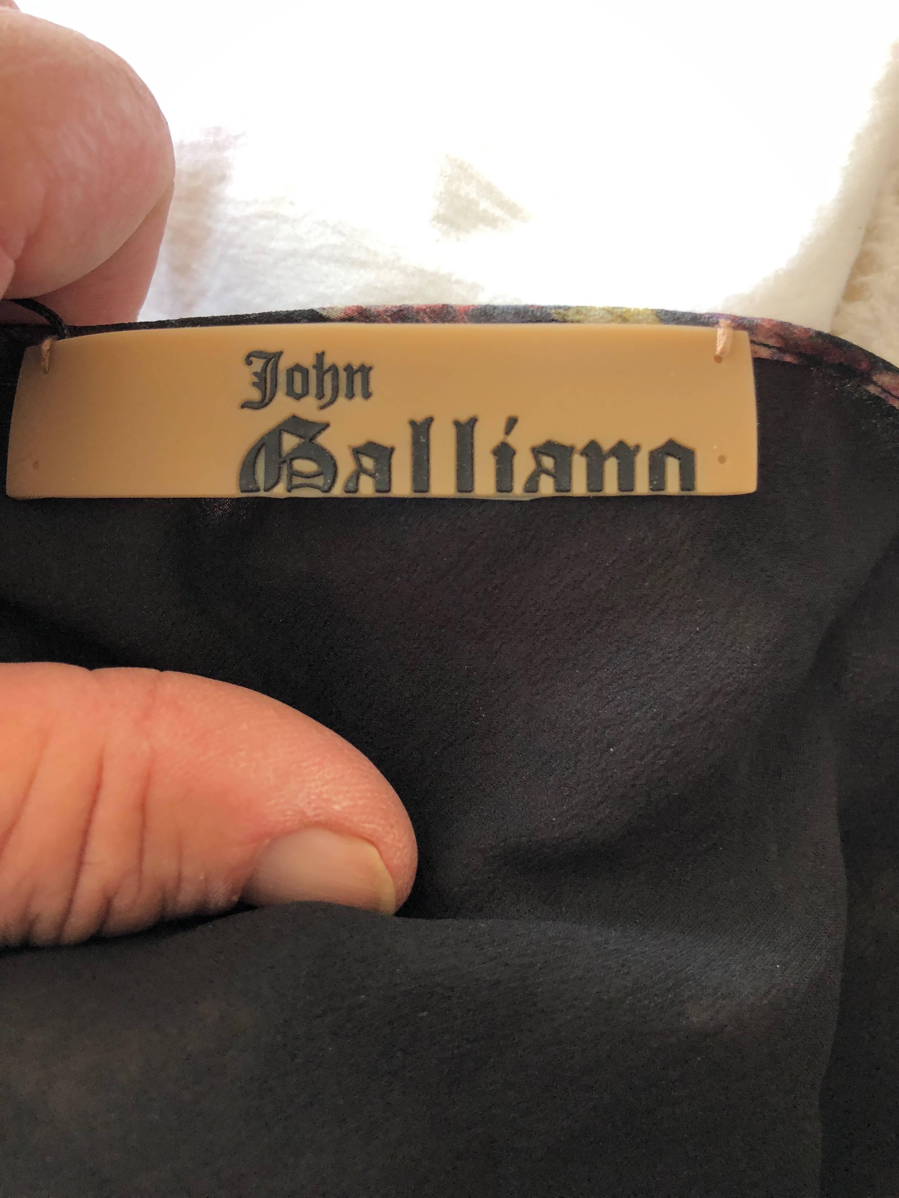 John Galliano Vintage Bias Cut Needlepoint Pattern Silk Dress  For Sale 5
