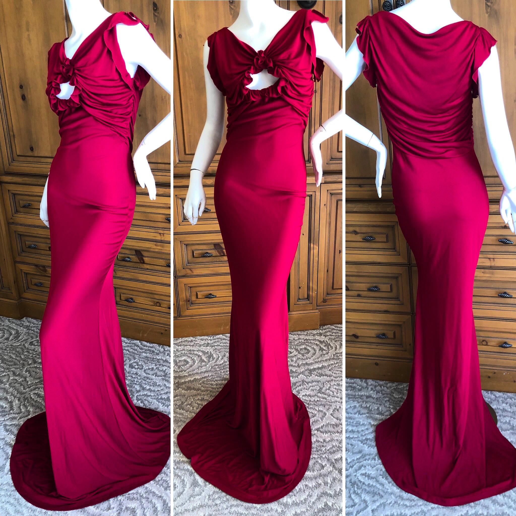   John Galliano Vintage Bias Cut Red Evening Dress with Keyhole Details
Size S
Bust 36