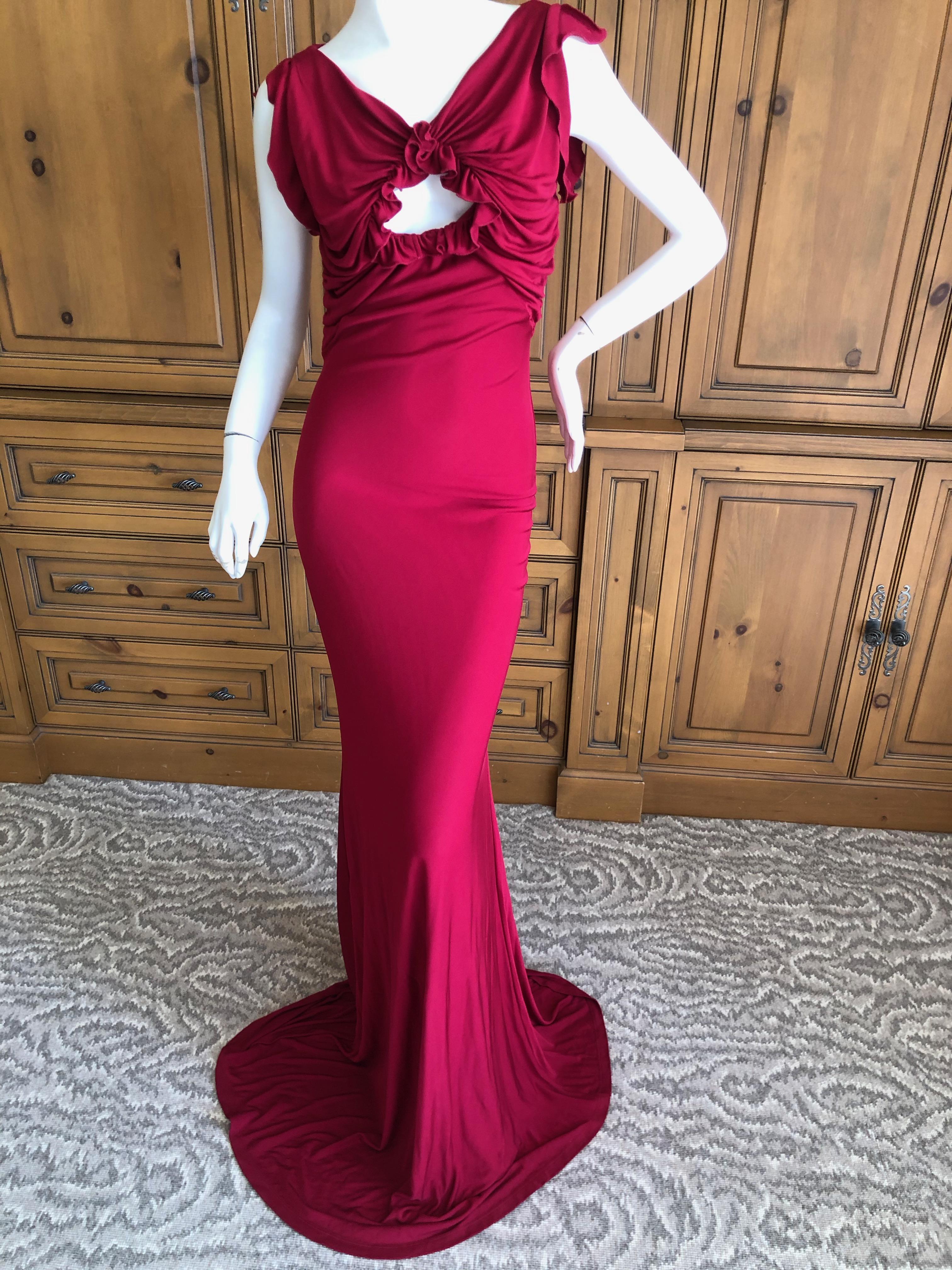   John Galliano Vintage Bias Cut Red Evening Dress with Keyhole Details In Excellent Condition For Sale In Cloverdale, CA