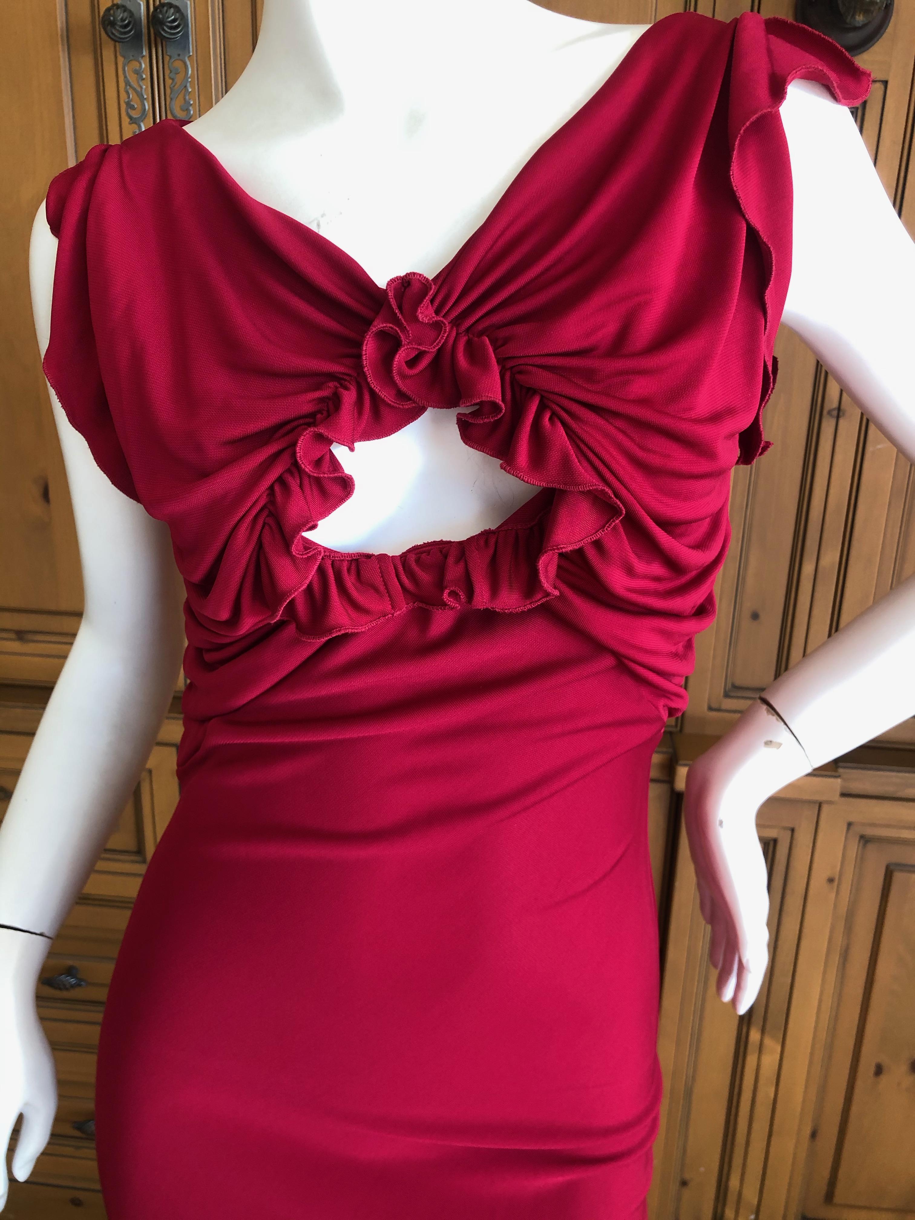 Women's   John Galliano Vintage Bias Cut Red Evening Dress with Keyhole Details For Sale