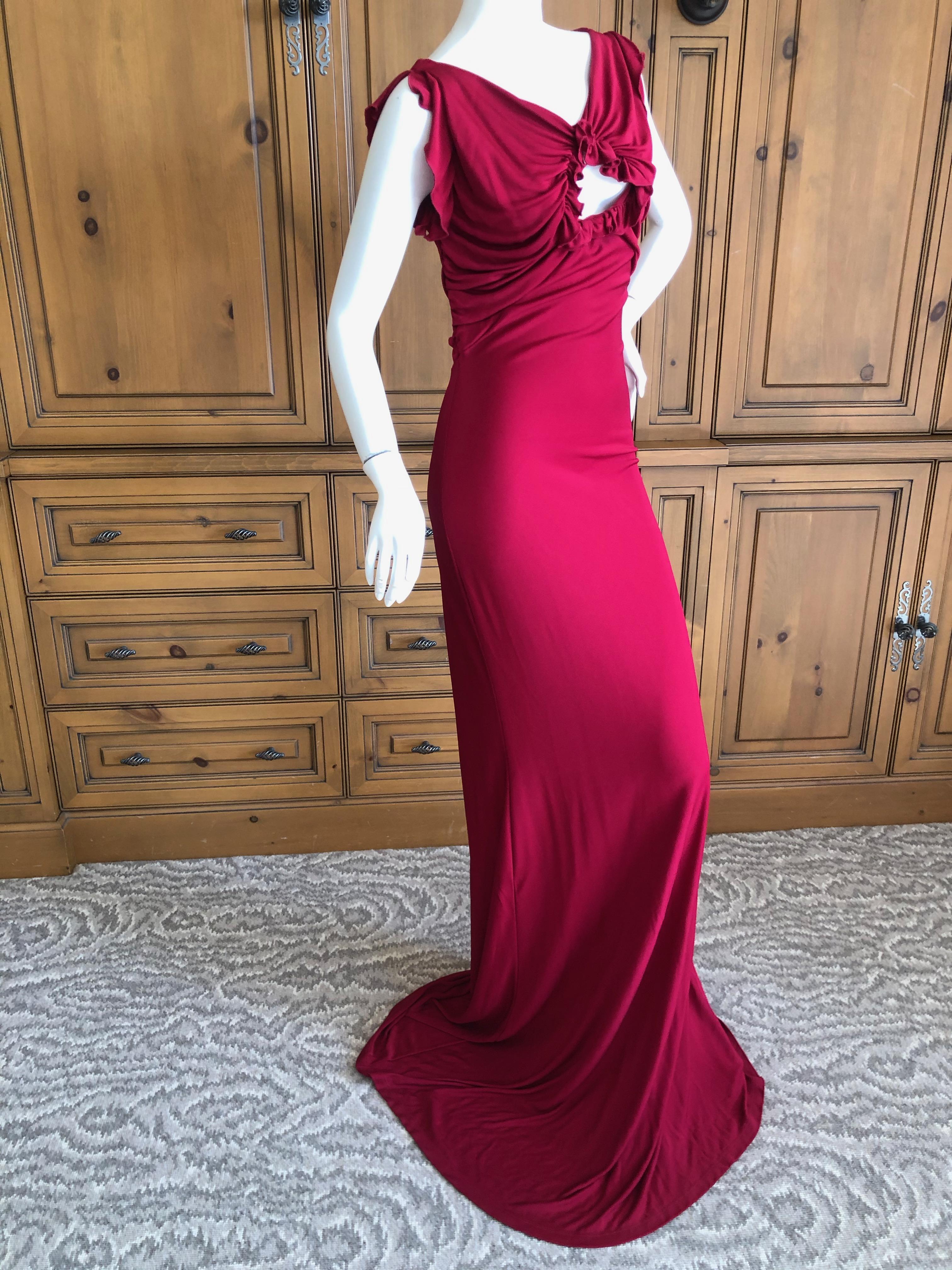   John Galliano Vintage Bias Cut Red Evening Dress with Keyhole Details For Sale 1
