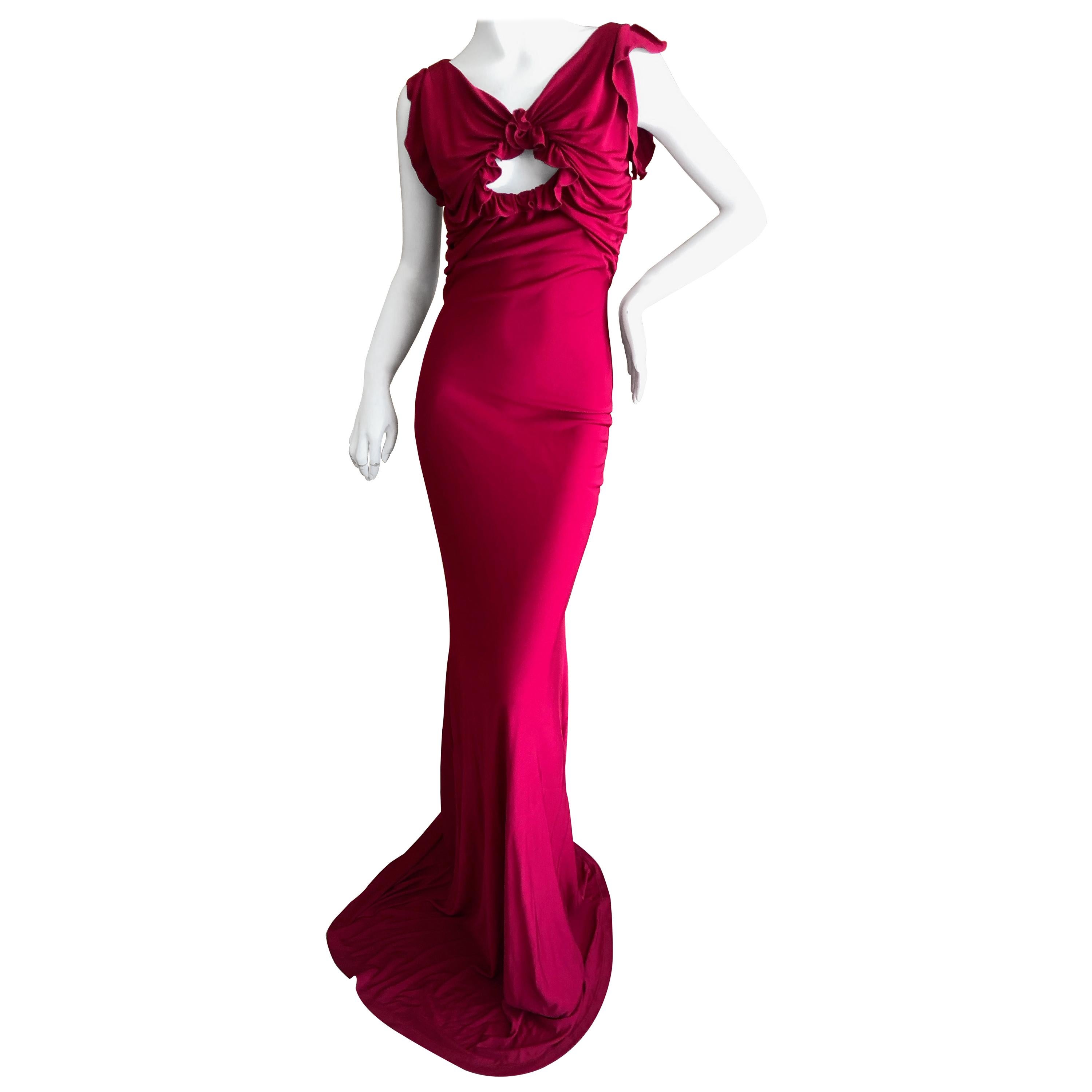   John Galliano Vintage Bias Cut Red Evening Dress with Keyhole Details For Sale