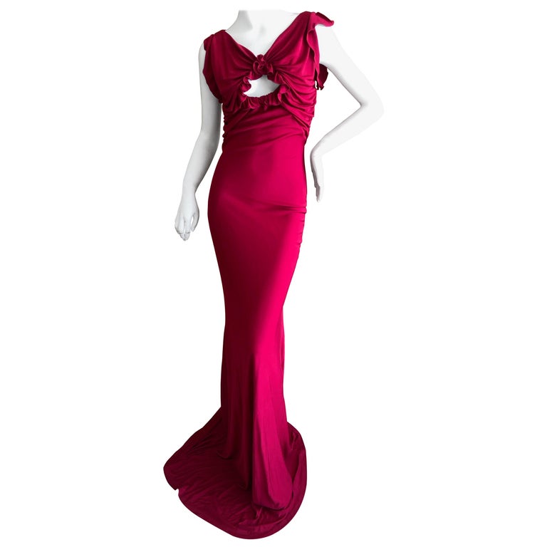 John Galliano Vintage Bias Cut Red Evening Dress With Keyhole Details For Sale At 1stdibs