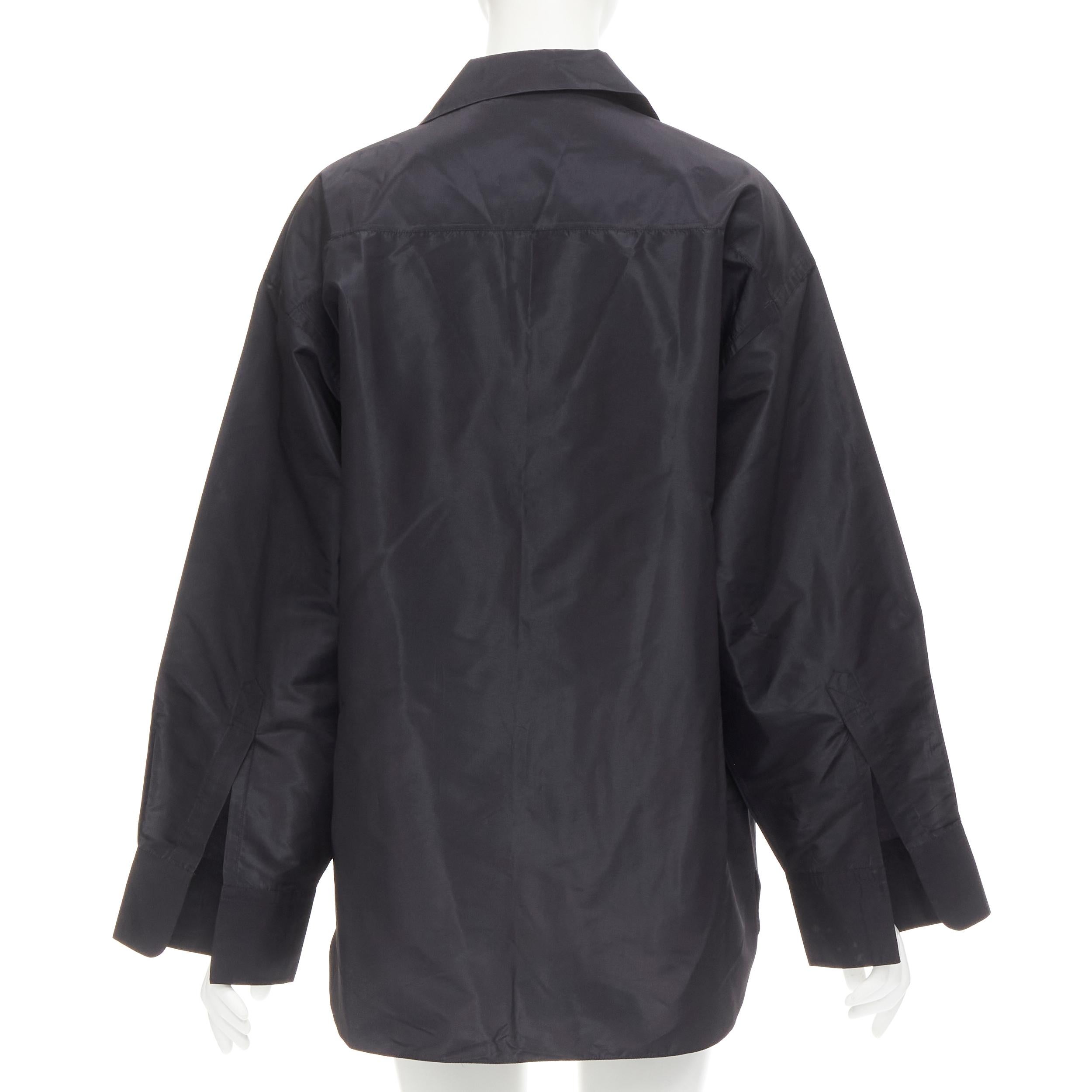 Women's JOHN GALLIANO Vintage black acetate silk blend stiff buttonless shirt M For Sale