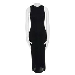 JOHN GALLIANO Vintage black bead embellished trim knitted dress S