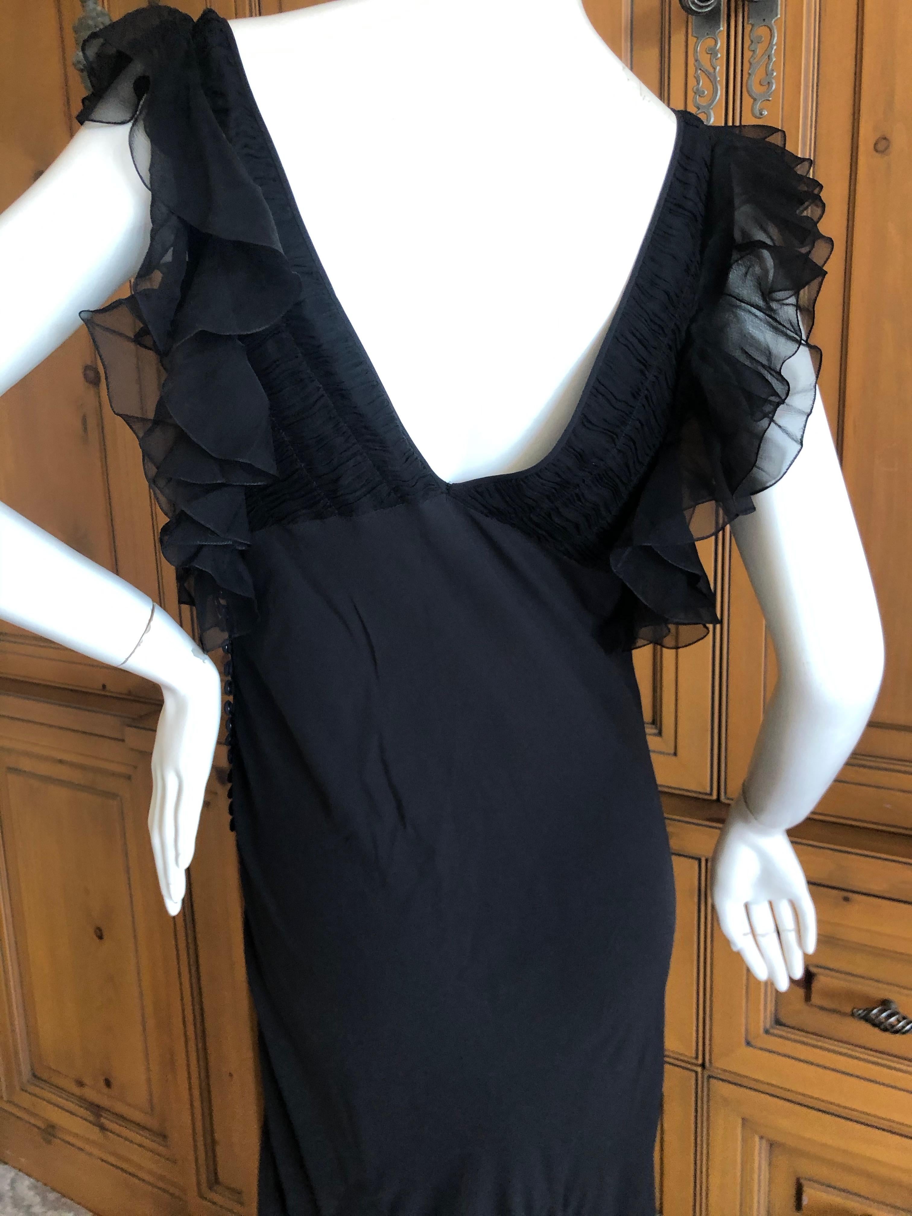 John Galliano Vintage Black Bias Cut Empire Style Evening Dress with Ruffles For Sale 7