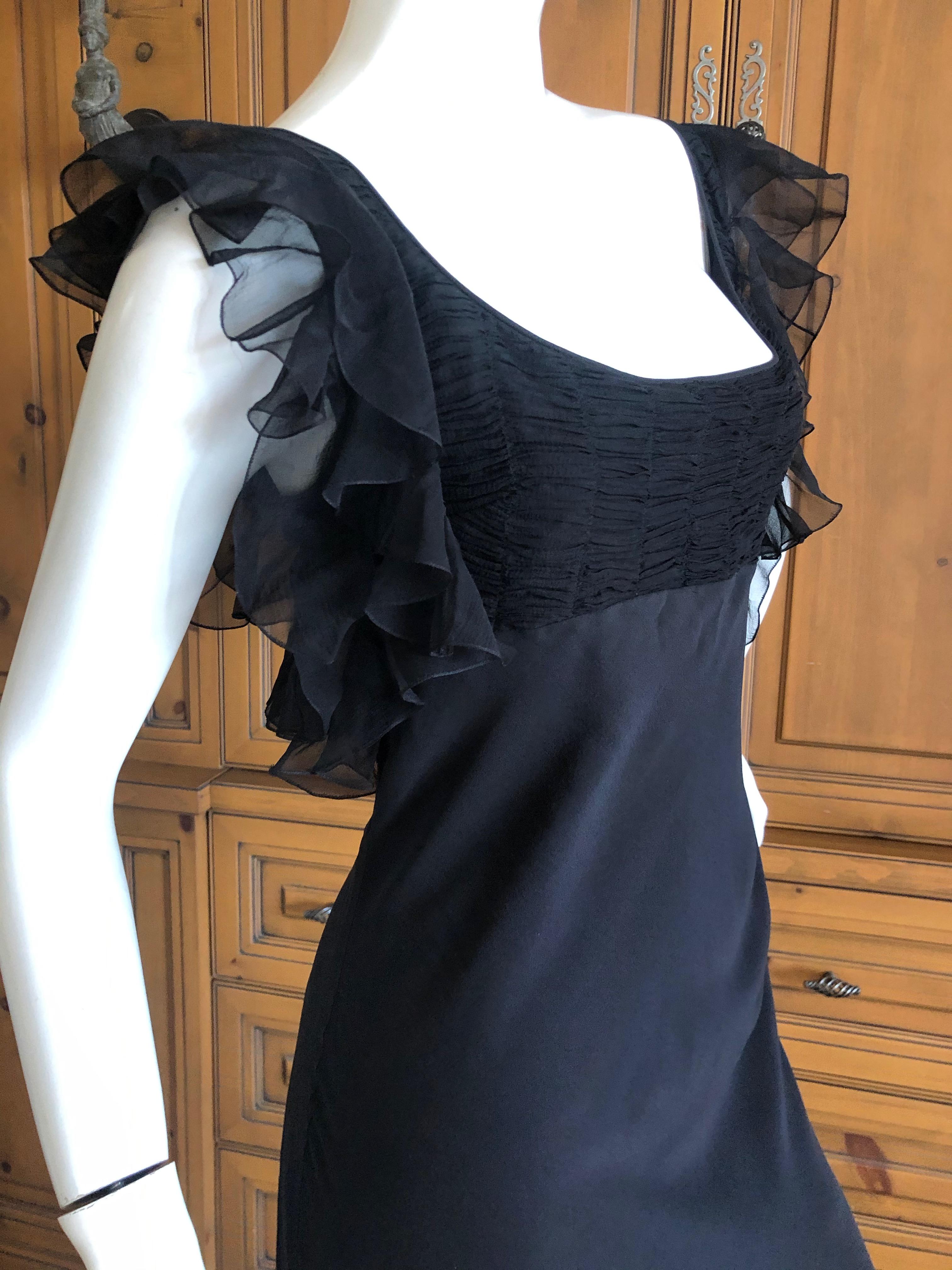 John Galliano Vintage Black Bias Cut Empire Style Evening Dress with Ruffles For Sale 2
