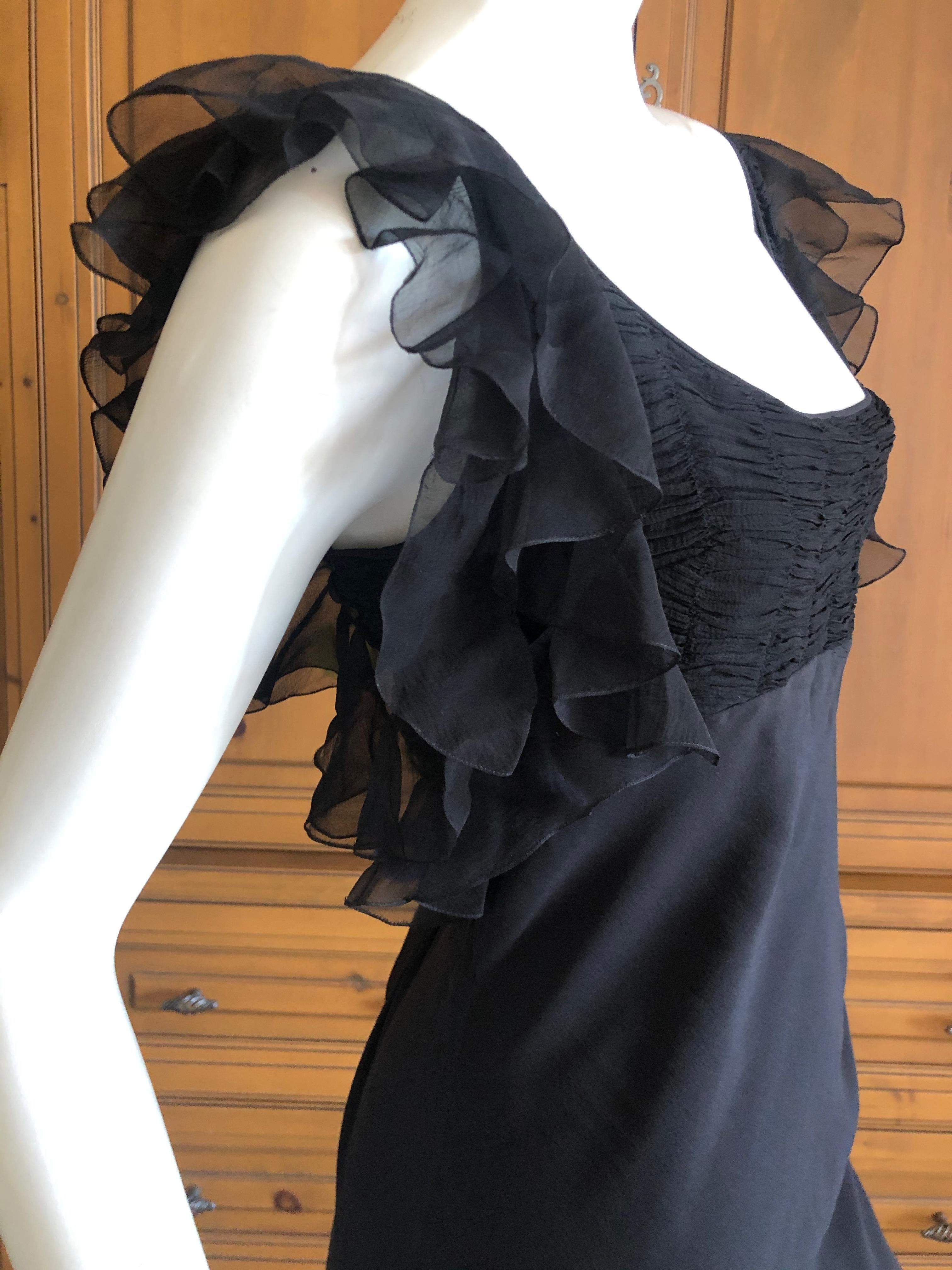 John Galliano Vintage Black Bias Cut Empire Style Evening Dress with Ruffles For Sale 3