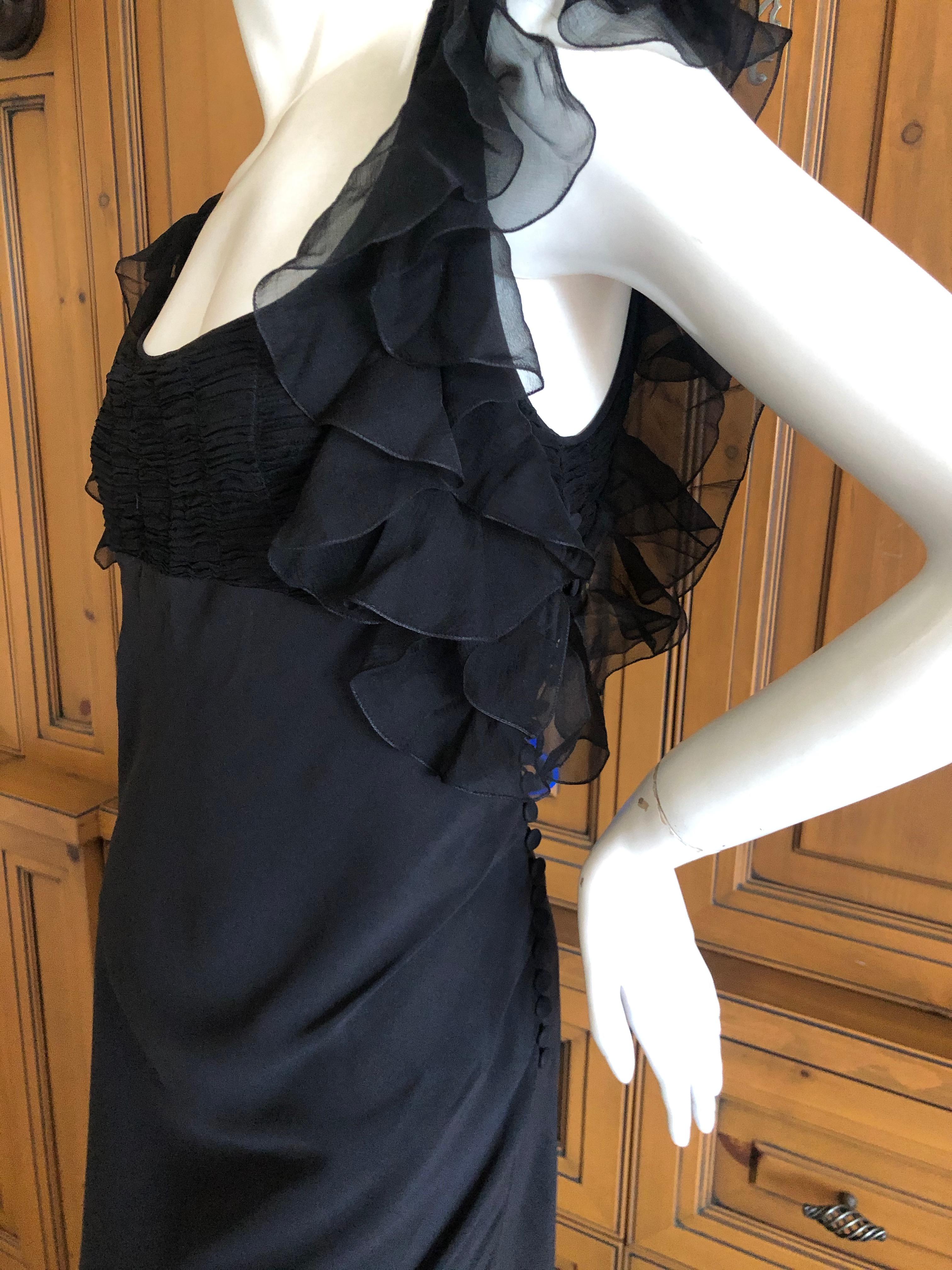 John Galliano Vintage Black Bias Cut Empire Style Evening Dress with Ruffles For Sale 5