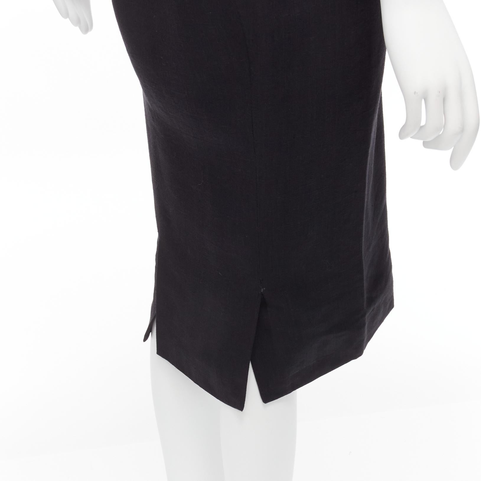 JOHN GALLIANO Vintage black classic V neck tailored sheath dress FR36 S 4