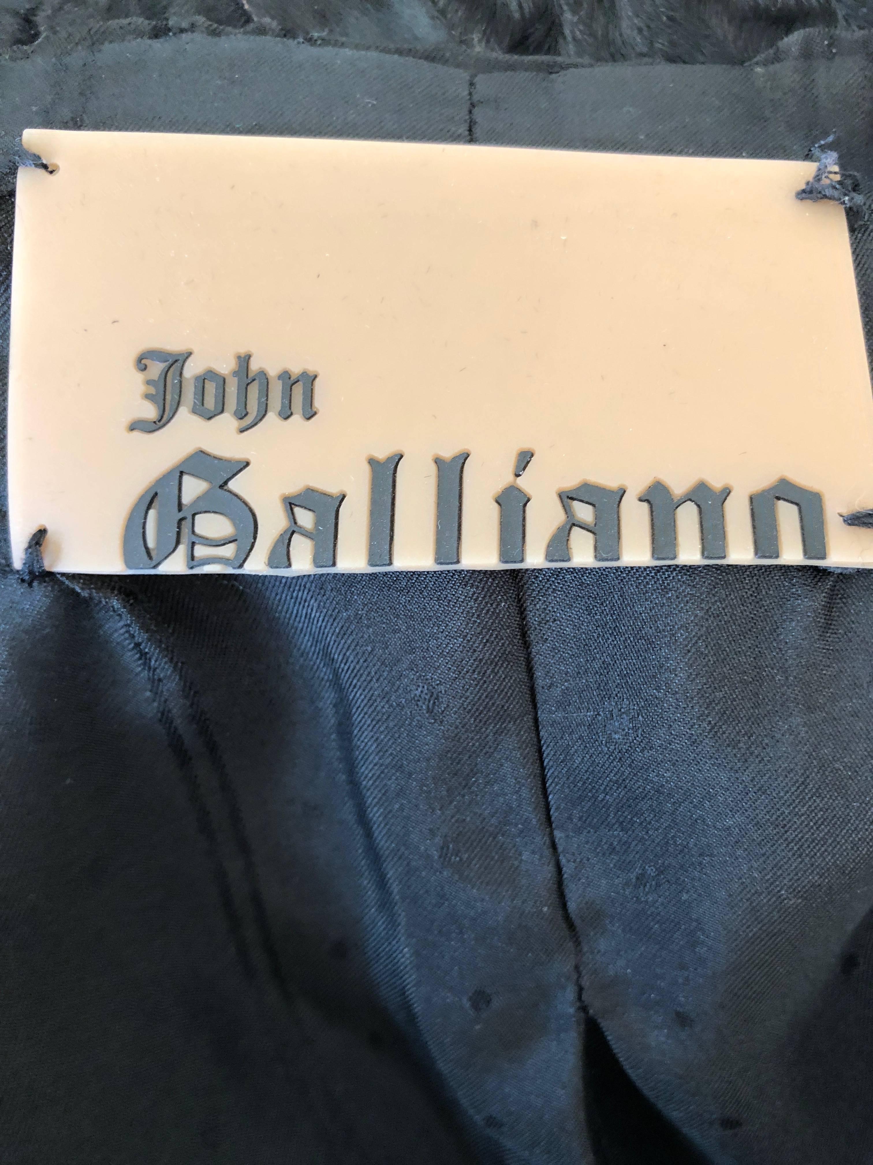 John Galliano Vintage Black Harlequin Pattern Broadtail Lamb Fur Jacket For Sale 3