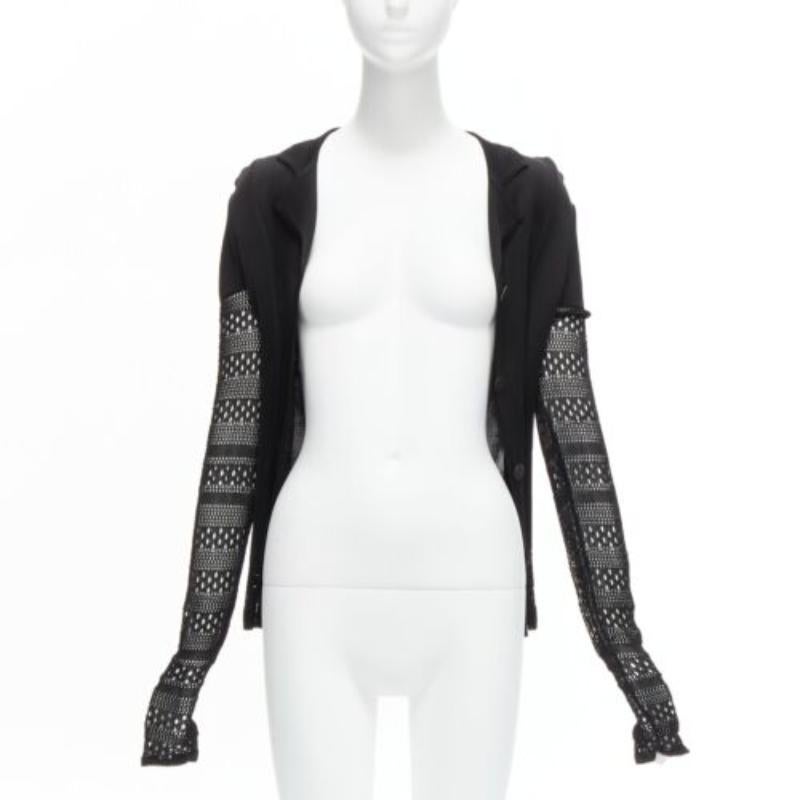 JOHN GALLIANO Vintage Schwarze geschichtete Strickjacke aus offenem Strick mit gehäkelten Ärmeln S im Zustand „Hervorragend“ im Angebot in Hong Kong, NT