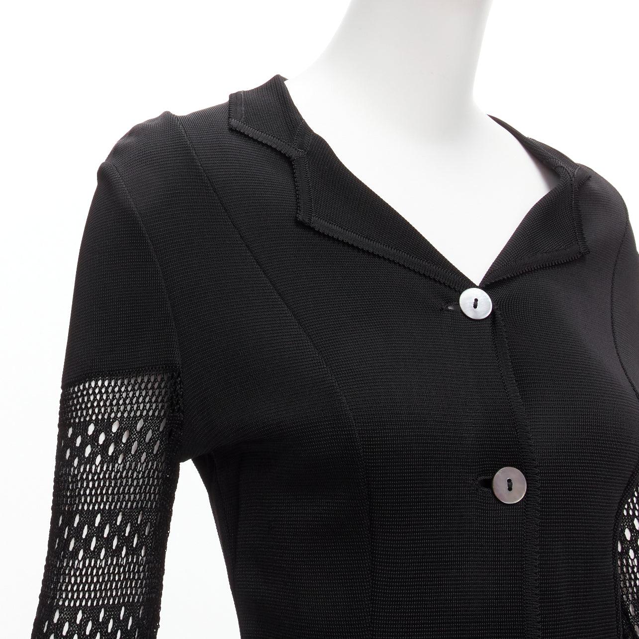 JOHN GALLIANO Vintage black open knit crochet sleeve layered cardigan S For Sale 3