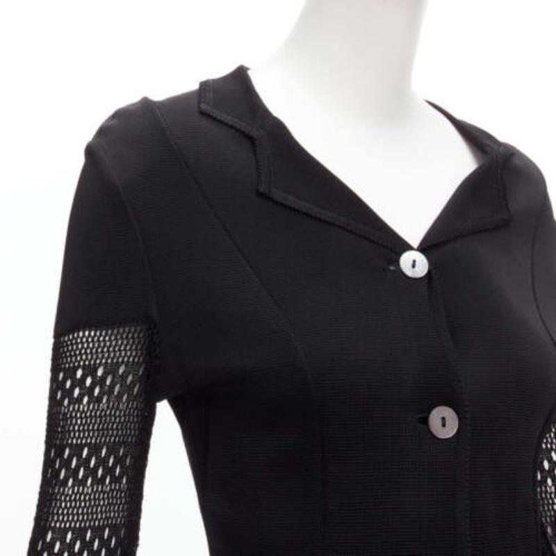 JOHN GALLIANO Vintage Schwarze geschichtete Strickjacke aus offenem Strick mit gehäkelten Ärmeln S im Angebot 4
