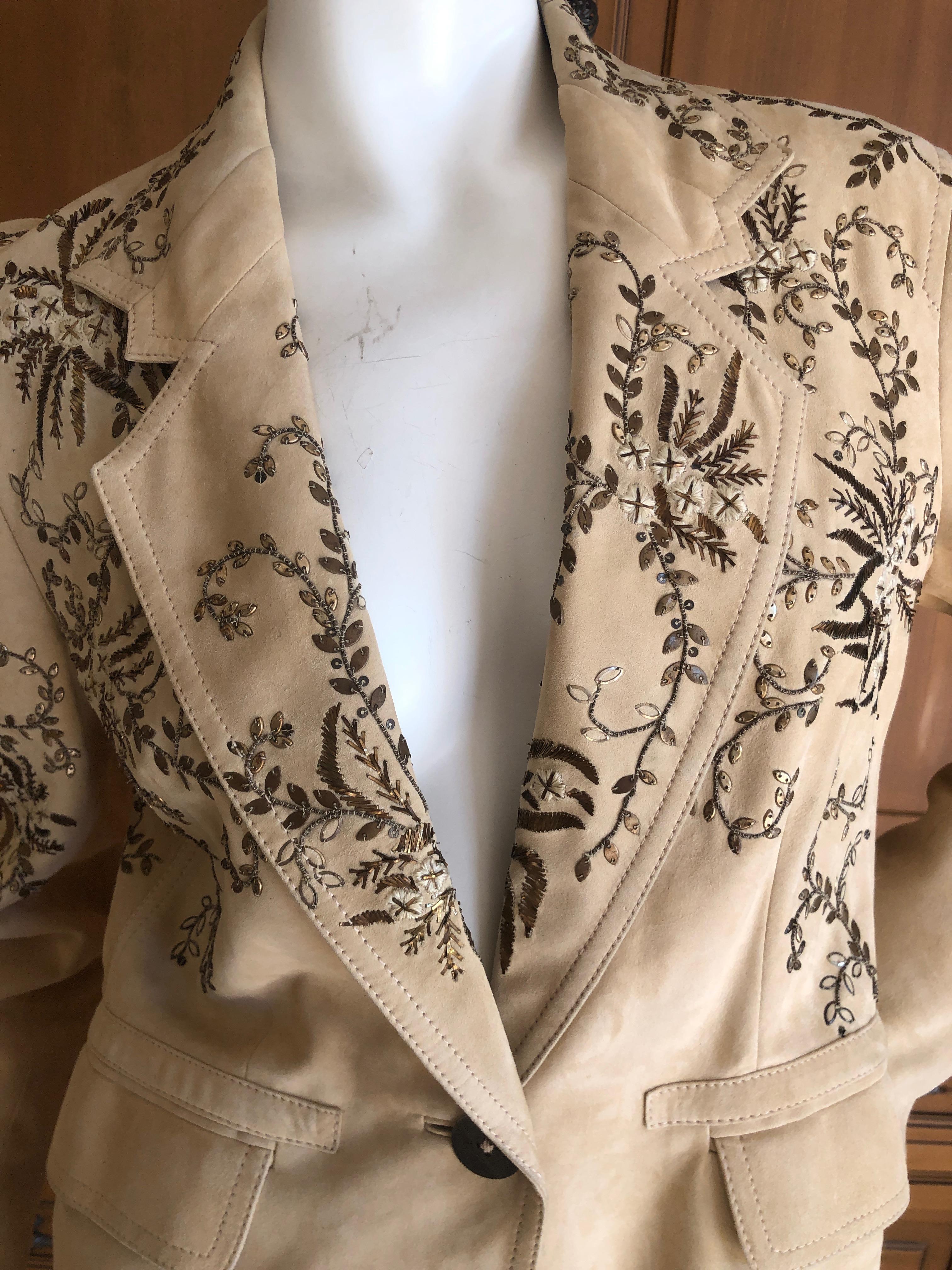 John Galliano Vintage Buff Suede Jacket with Metalwork Embroidery Details im Zustand „Gut“ im Angebot in Cloverdale, CA