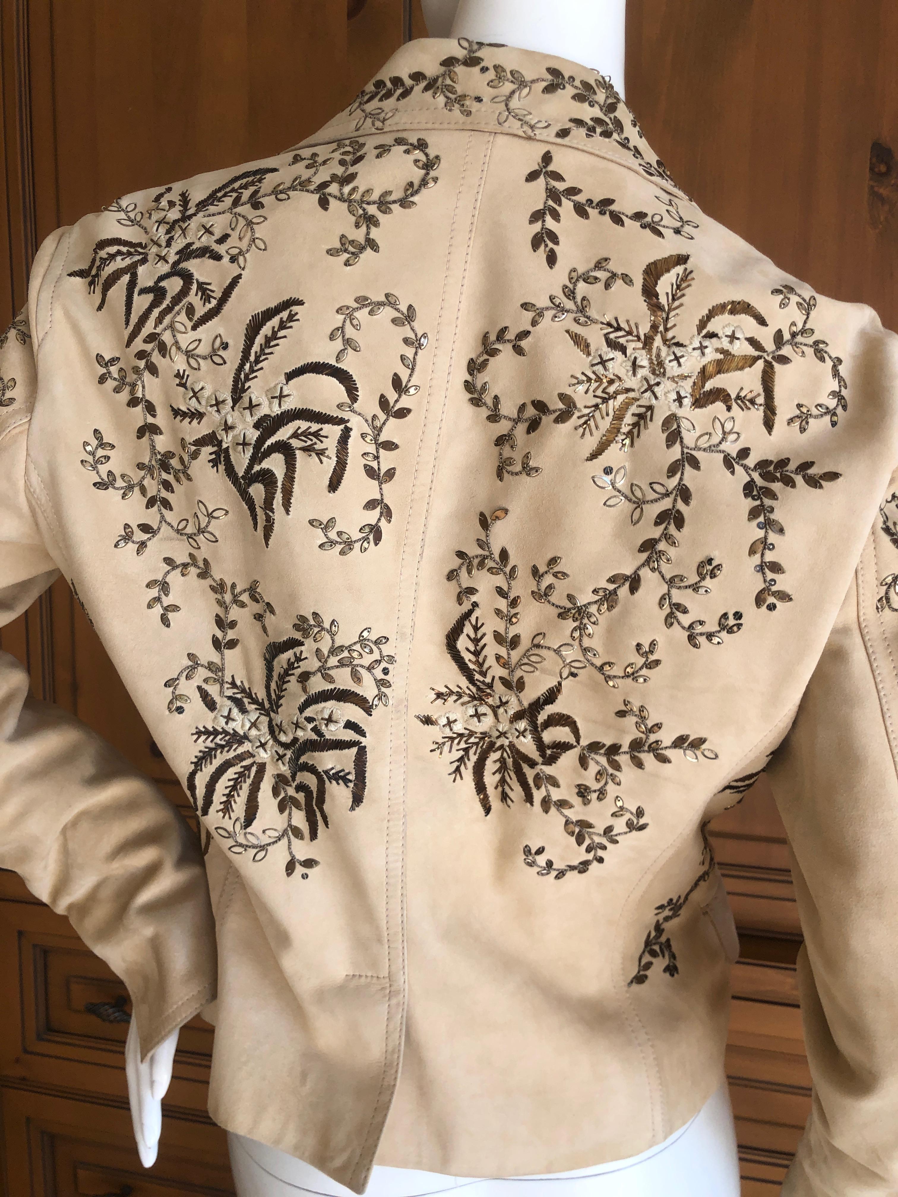 John Galliano Vintage Buff Suede Jacket with Metalwork Embroidery Details im Angebot 2