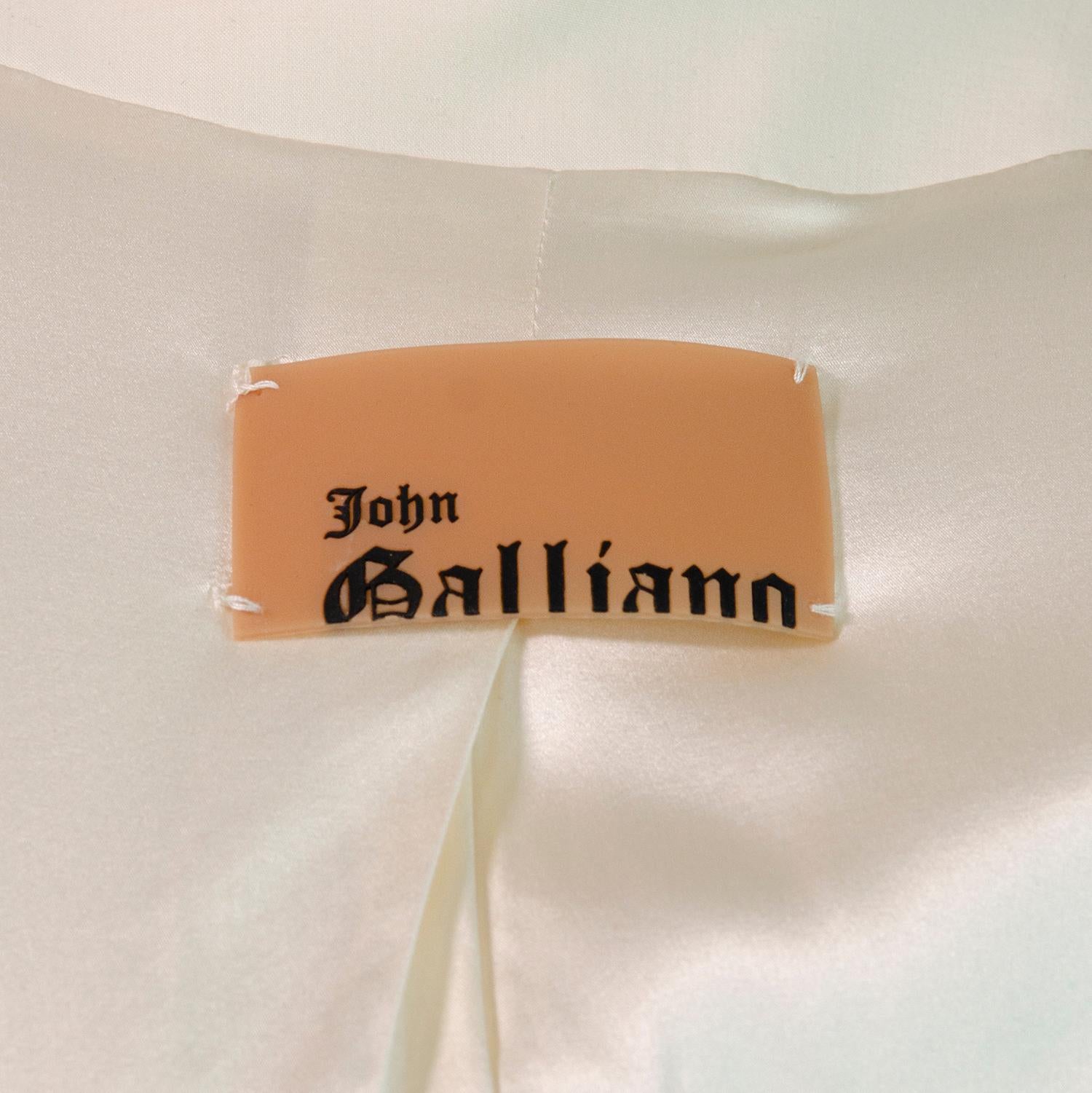 John Galliano Vintage Cream Silk Blazer With Lace-up Bow Detail 3