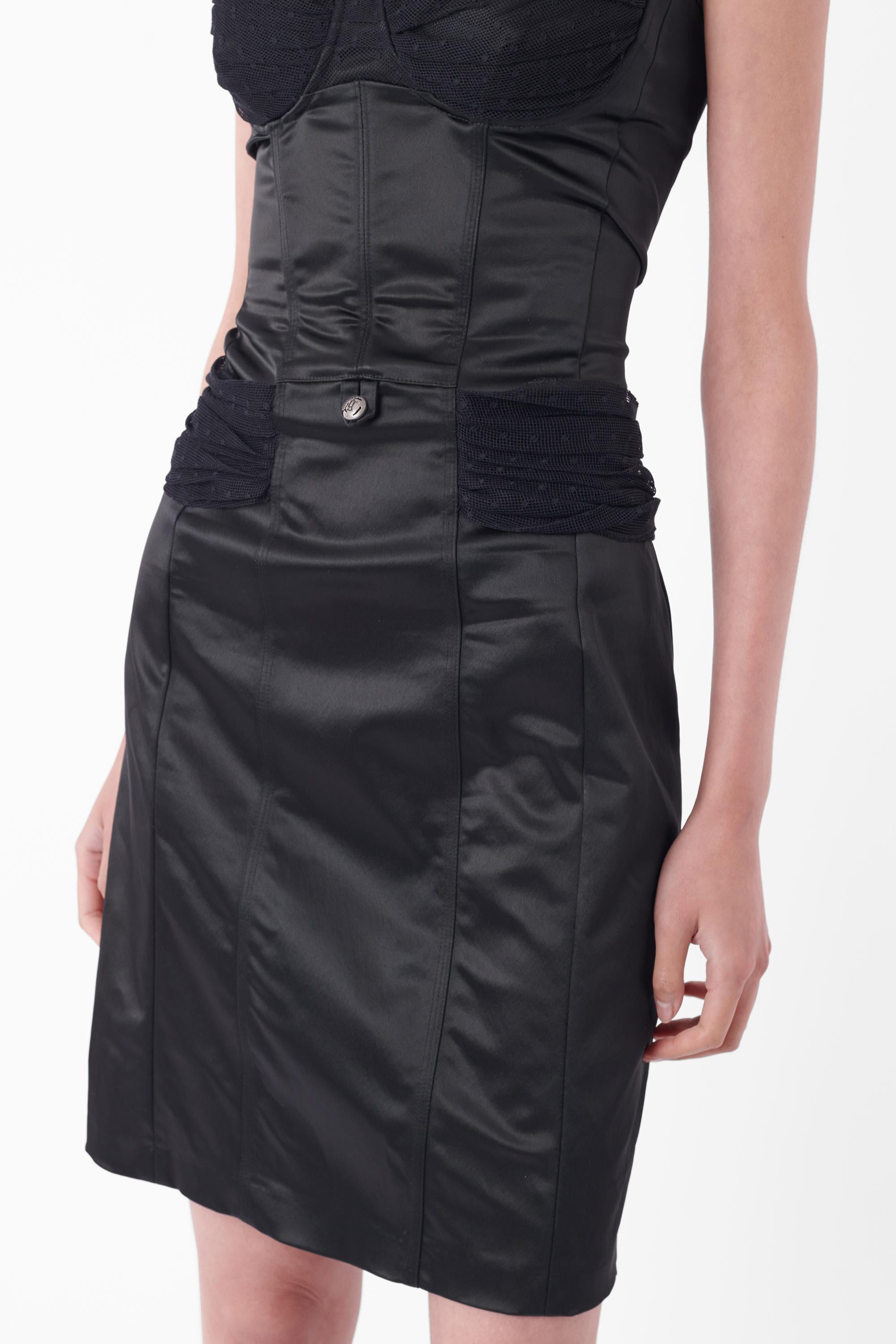 John Galliano Vintage Anfang der 2000er Jahre Schwarzes Bustierkleid Damen im Angebot