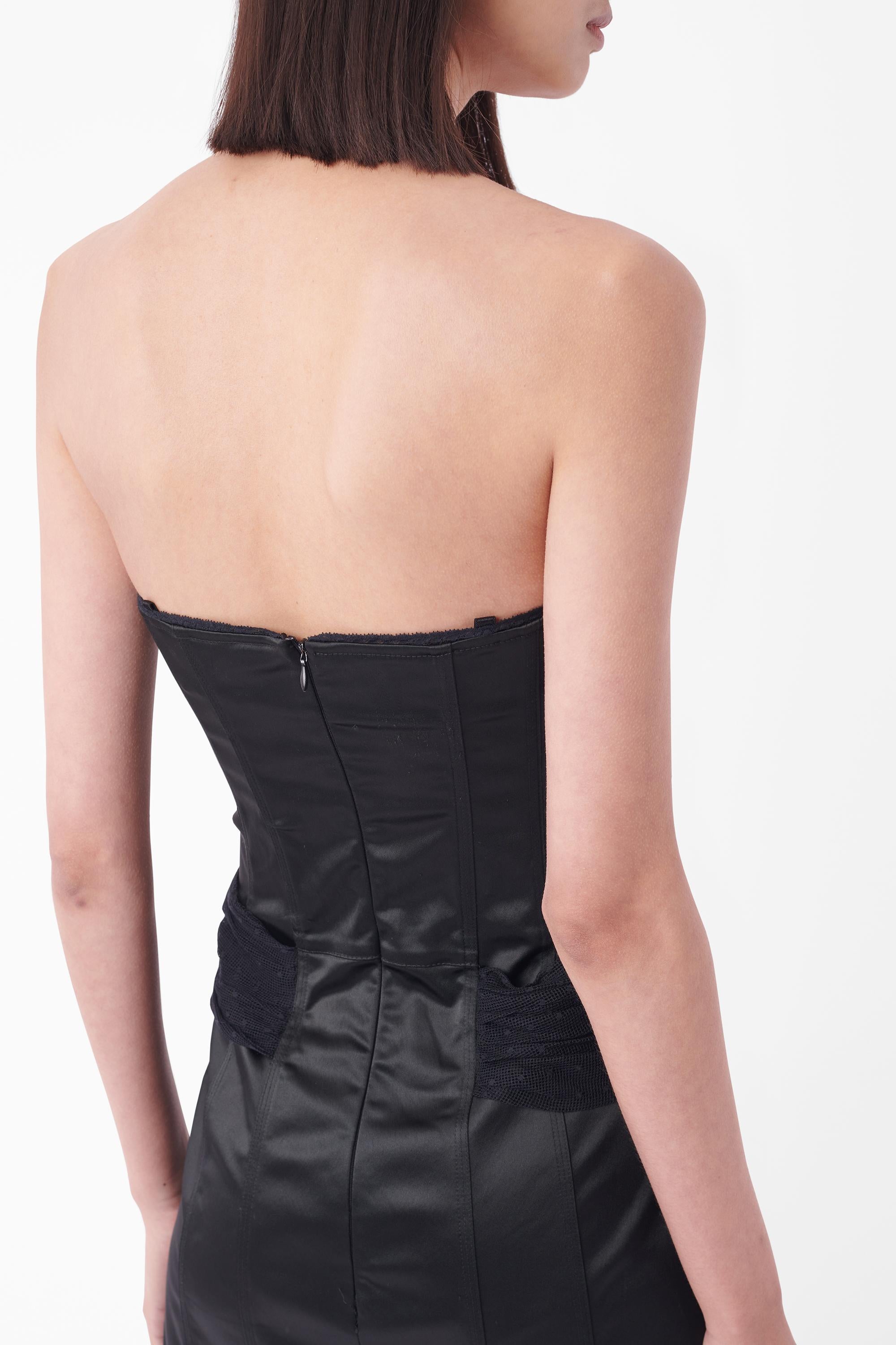 John Galliano Vintage Early 2000’s Black Bustier Dress 1
