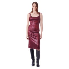 John Galliano Vintage F&F 2000 Abito in raso bordeaux