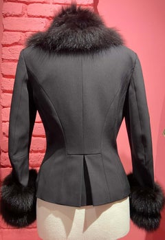John Galliano Vintage F/W 2001 Black Fox Fur Trim Blazer