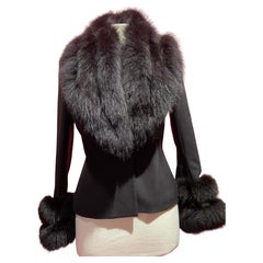John Galliano Vintage F/W 2001 Black Fox Fur Trim Blazer