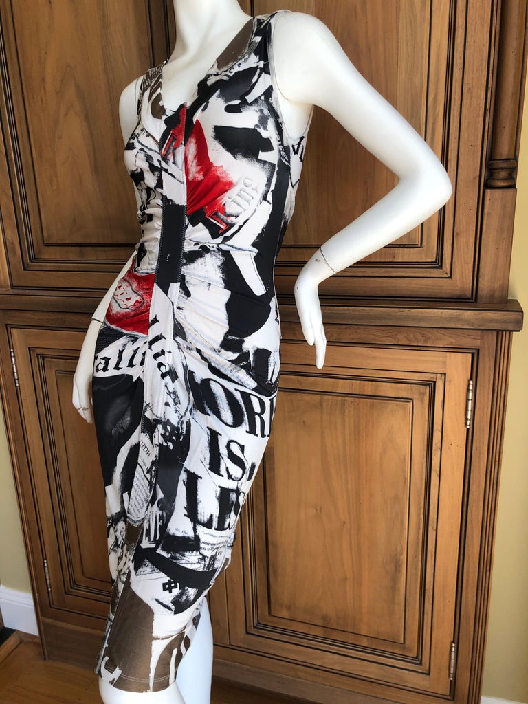 John Galliano Vintage "Galliano Gazette" Newsprint Dress with Bronze